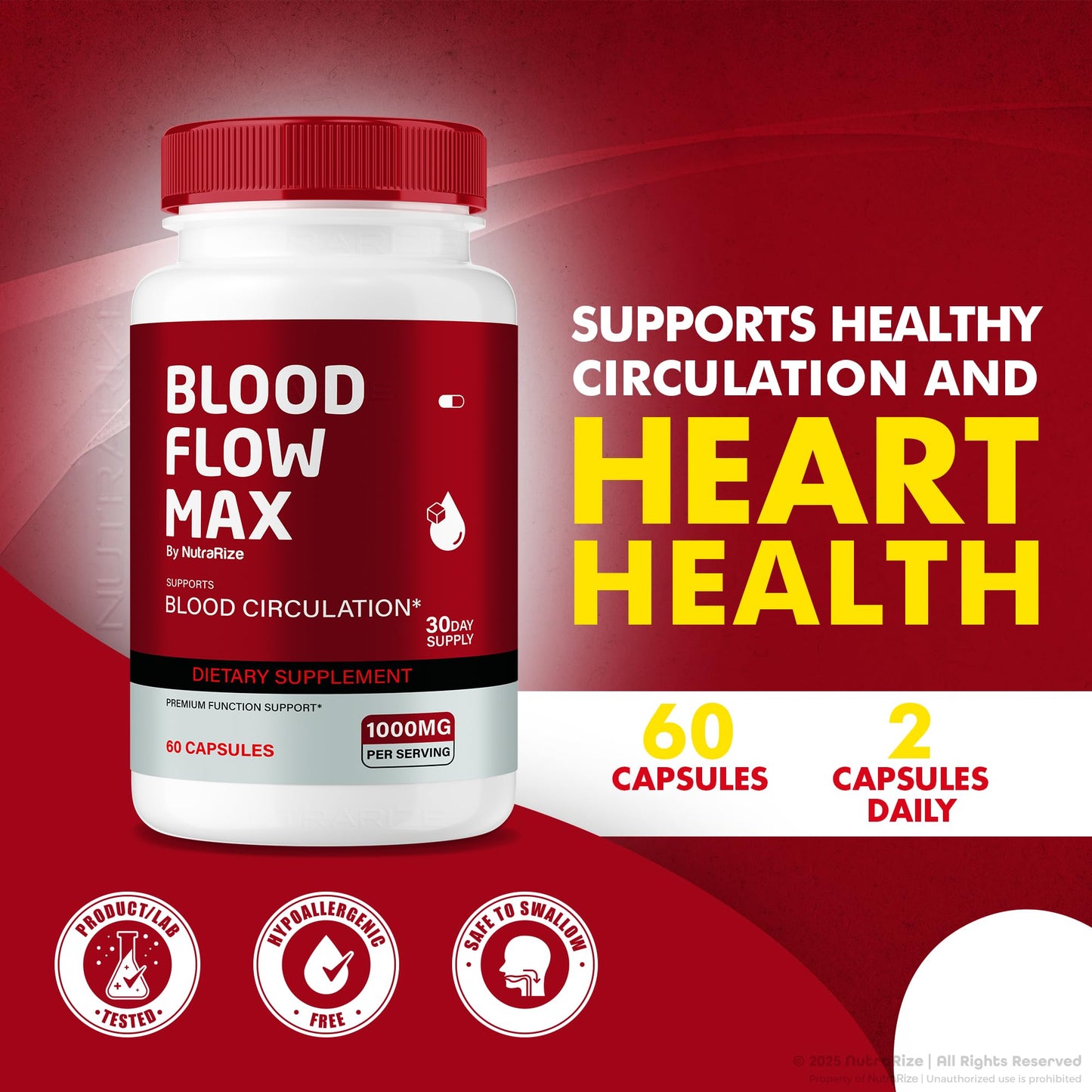 NutraRize Blood Flow Max Capsules, 120 Capsules