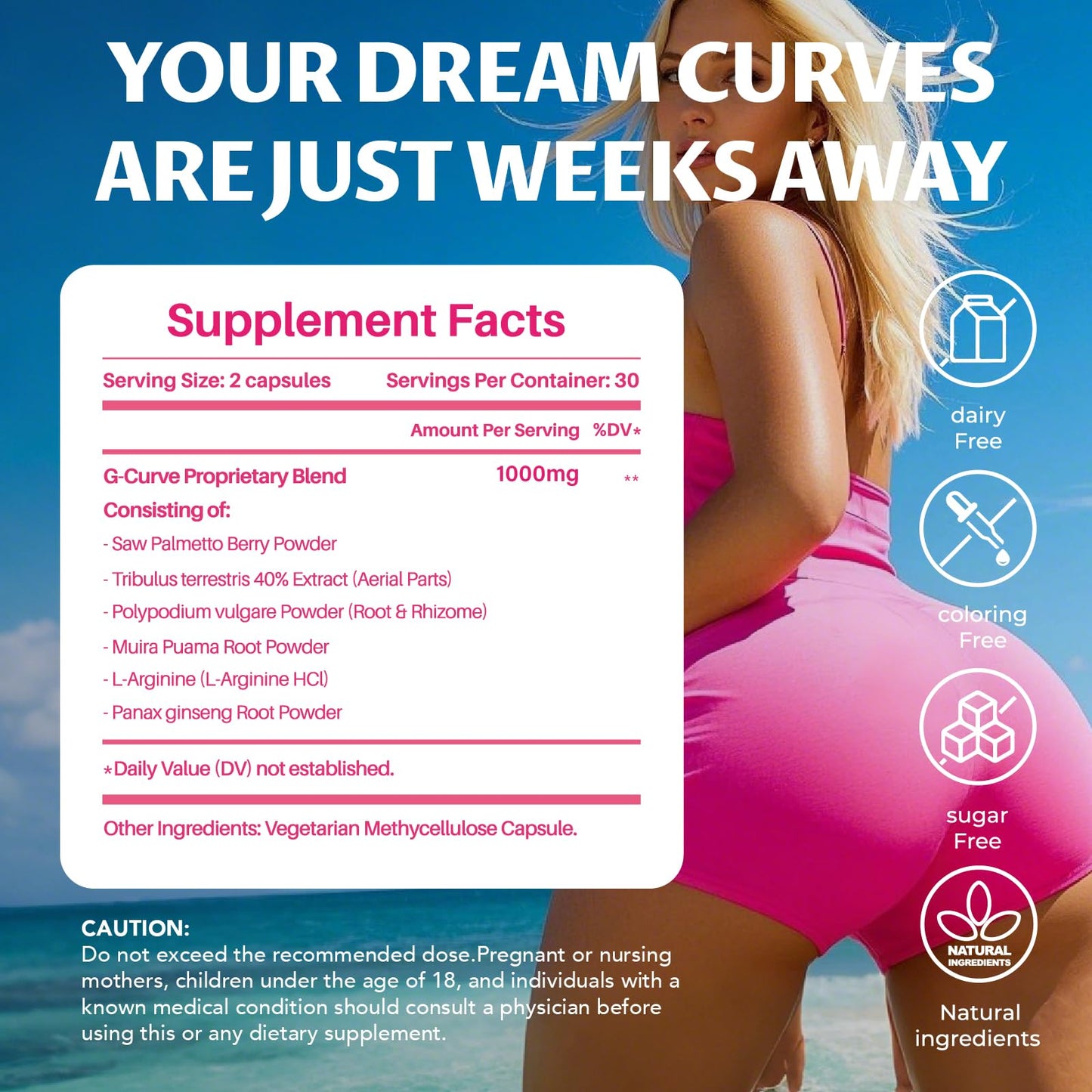 MEGNETA Booty Capsules for Butt Growth - Bum Lift Support with Herbal Extracts for Natural Curves, 180 Capsules