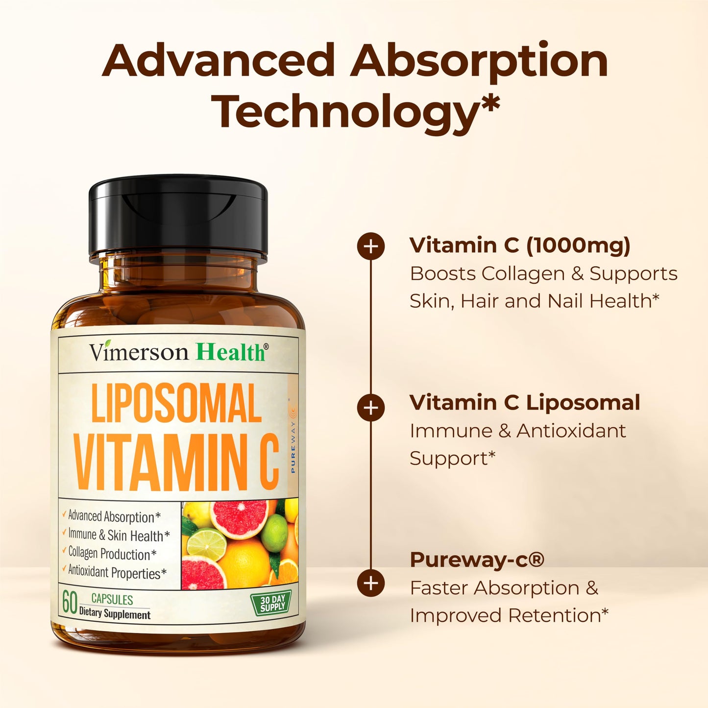 Vimerson Health Liposomal Vitamin C 1000mg, 60 Capsules