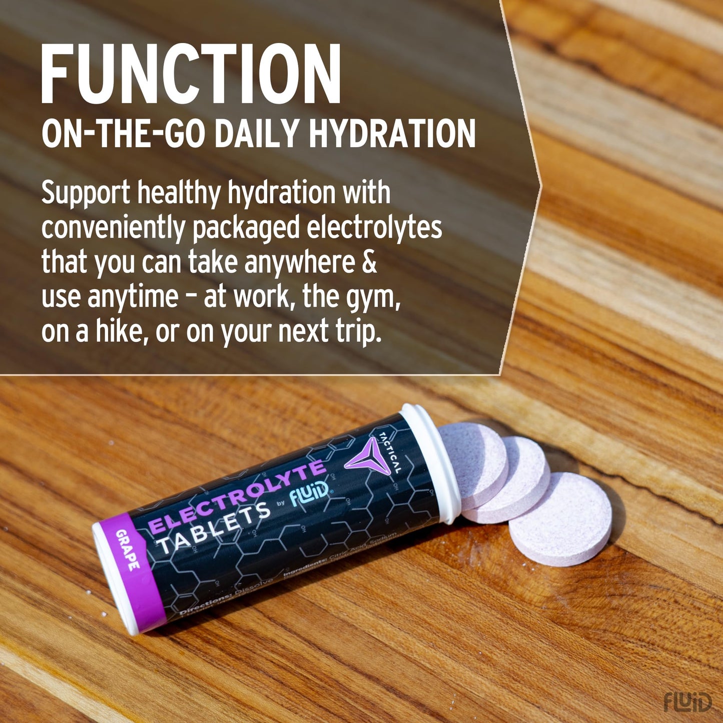 Fluid Tactical Effervescent Electrolyte Tablets, 40 Count