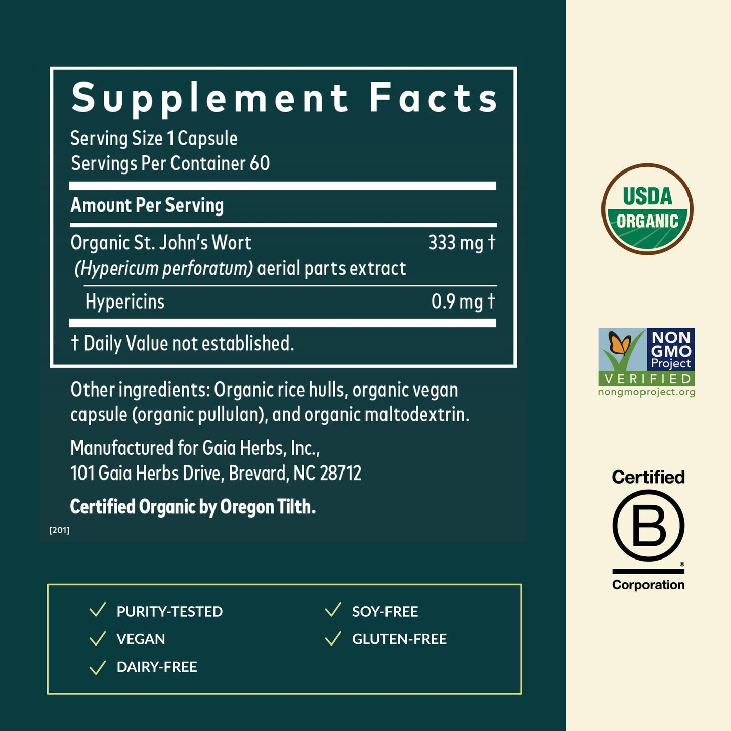 Gaia Herbs St. John's Wort Stress Support, 60 Vegan Capsules