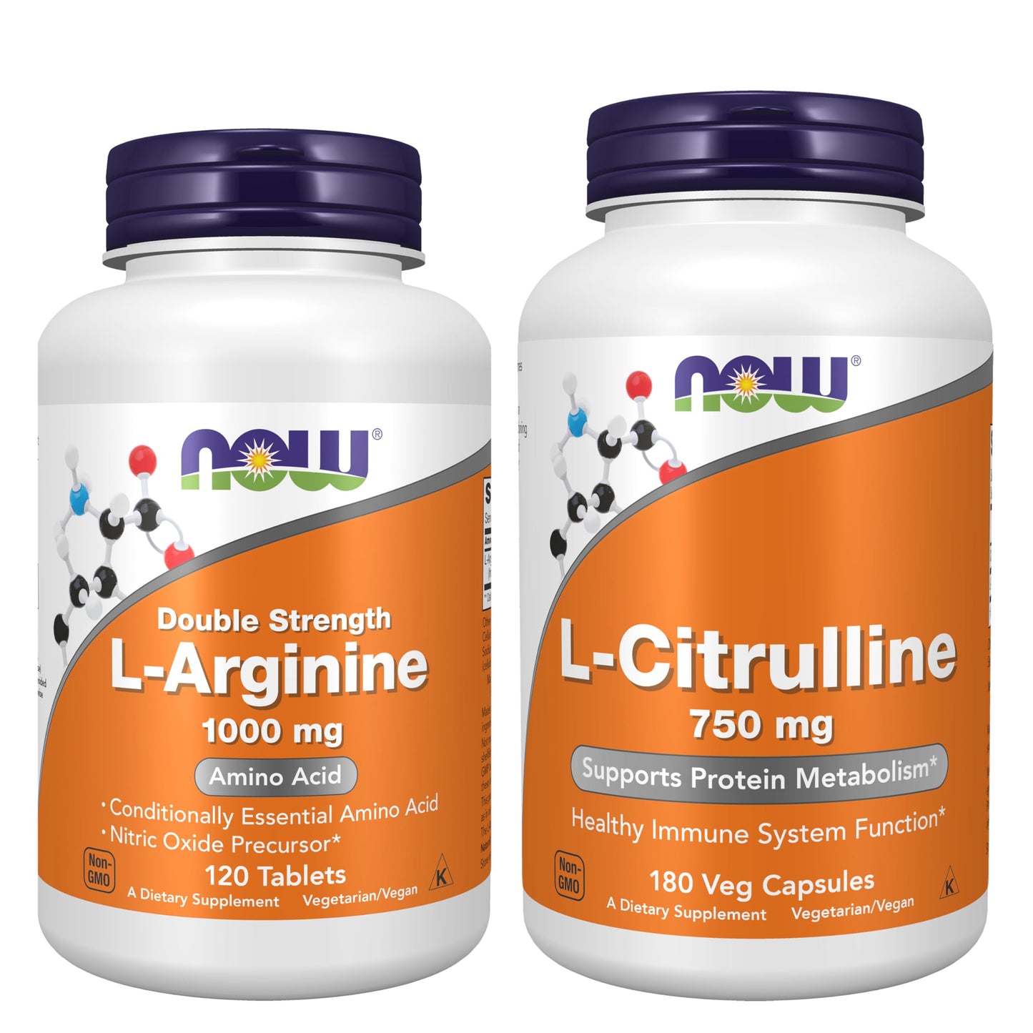 NOW Foods Amino Acid Bundle - L-Arginine + L-Citrulline Supplements Capsules, 300