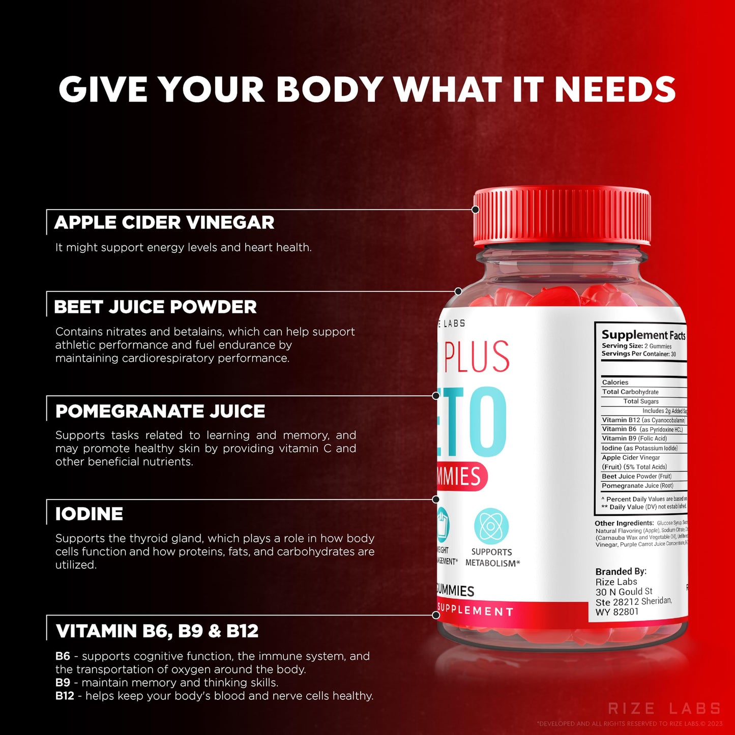 Rize Labs Slim Plus Keto ACV Gummies for Advanced Weight Loss, All Natural Apple Cider Vinegar Supplement, 180 Gummies