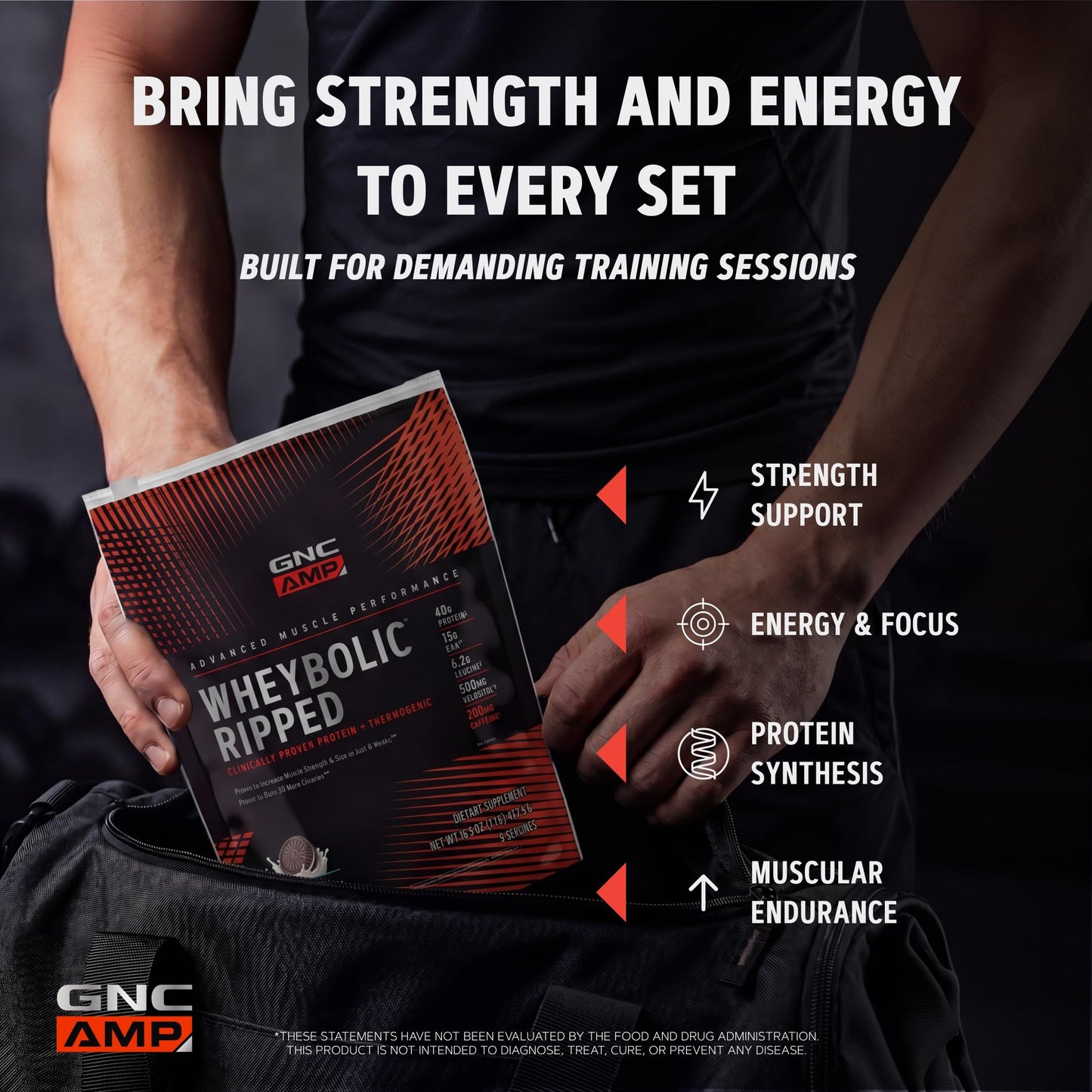GNC AMP Wheybolic Ripped Protein Powder, Cookies & Cream, 9 Servings