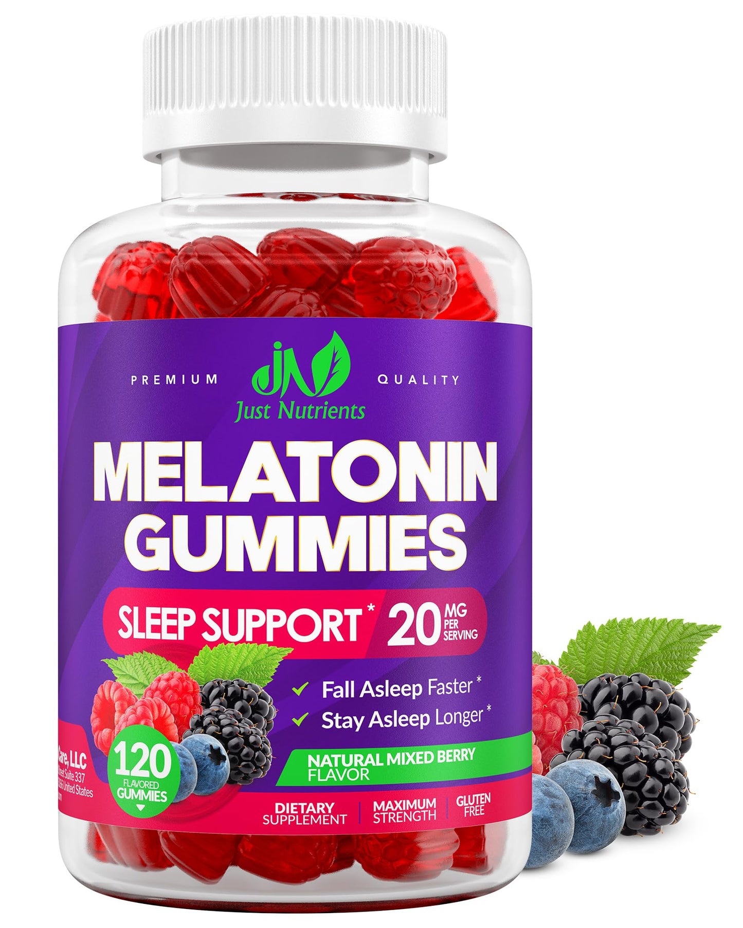 Just Nutrients Melatonin Gummies 20mg, 120 Count