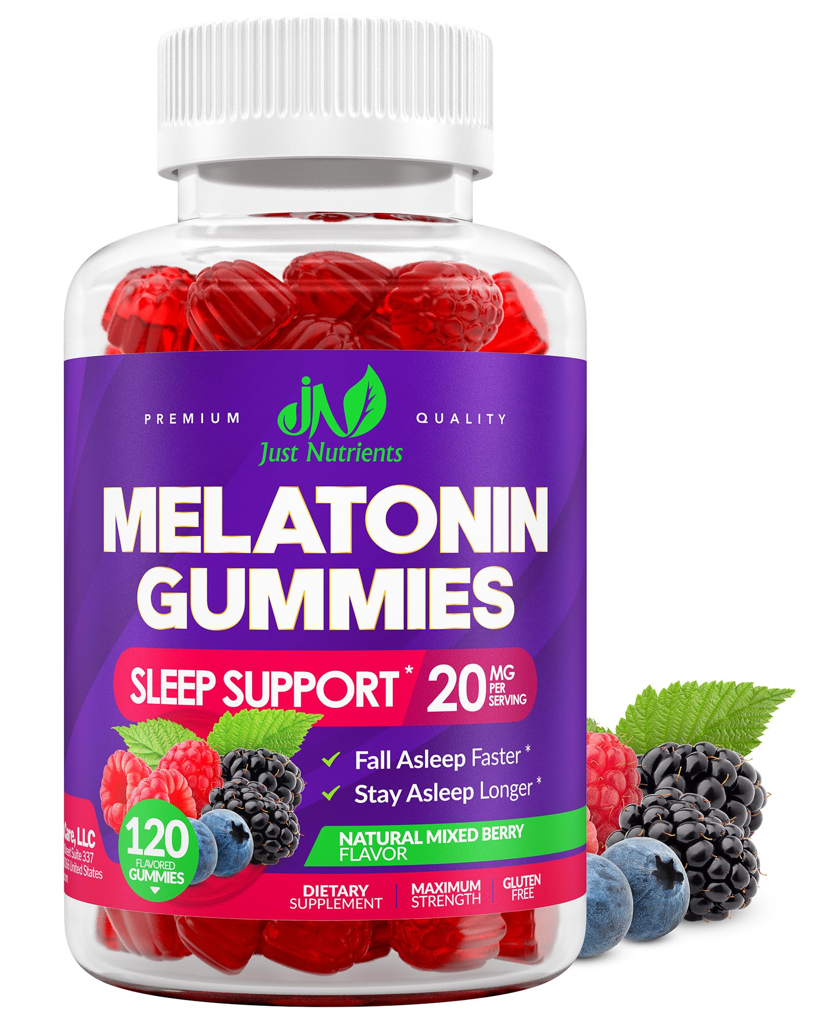 Just Nutrients Melatonin Gummies 20mg, 120 Count