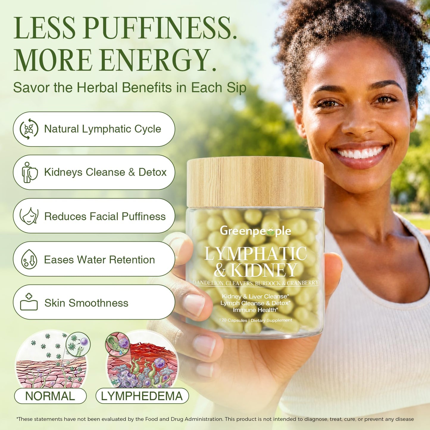 GREENPEOPLE Lymphatic Drainage & Kidney Cleansing Supplements Capsule 240 Count