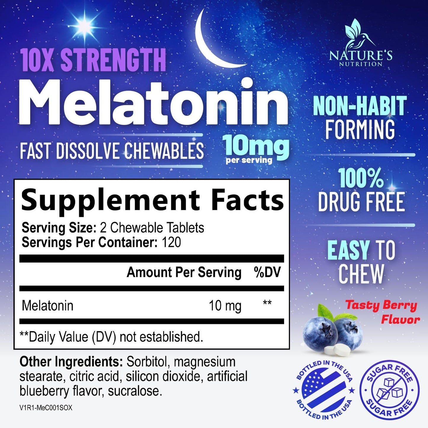 Nature's Nutrition Melatonin Sleep Supplement 10mg Maximum Strength Tablet, 240 Count