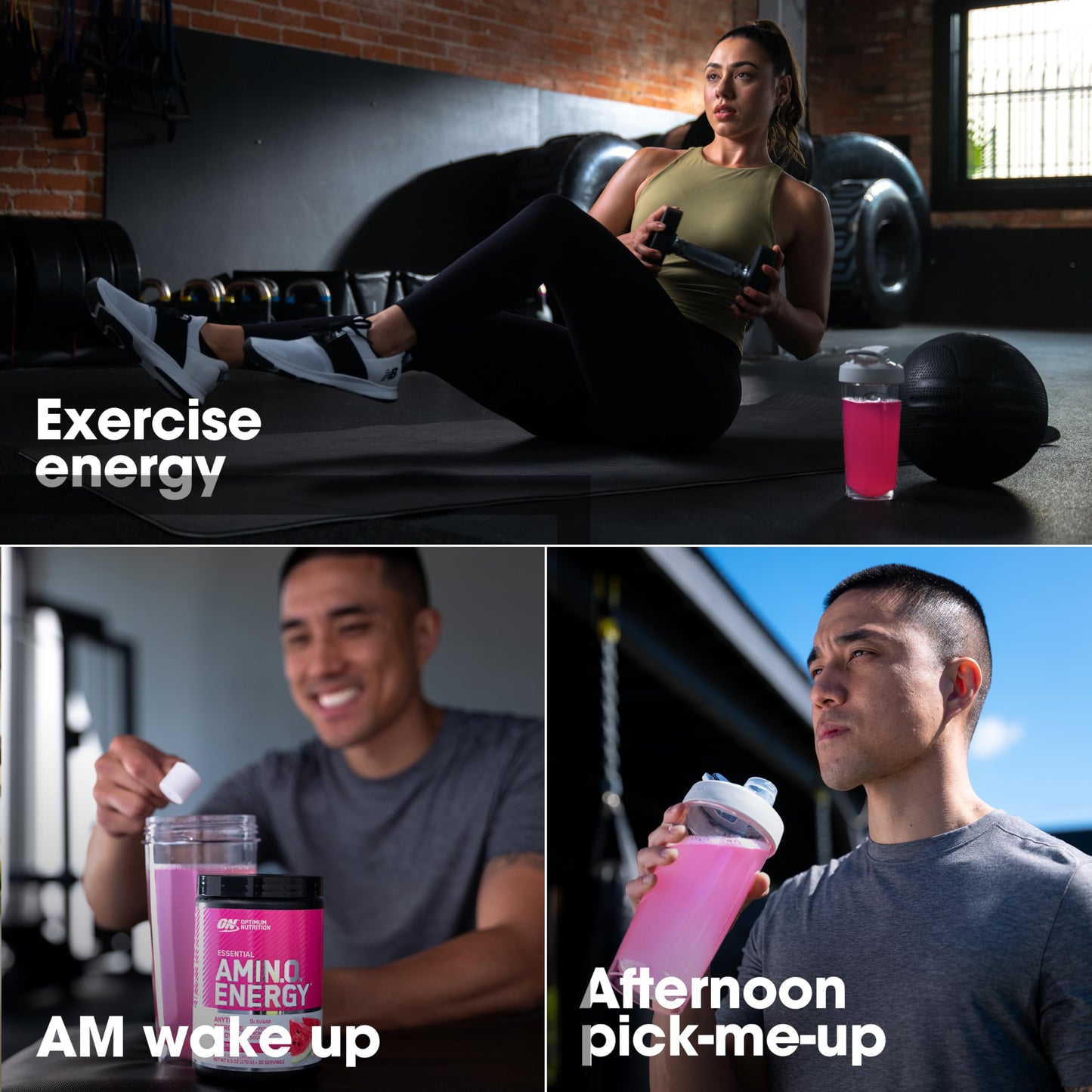 Optimum Nutrition Amino Energy Powder - Pre Workout with Green Tea, BCAA, Amino Acids, Keto Friendly, Green Coffee Extract, Watermelon, 65 Servings, Pack of 6