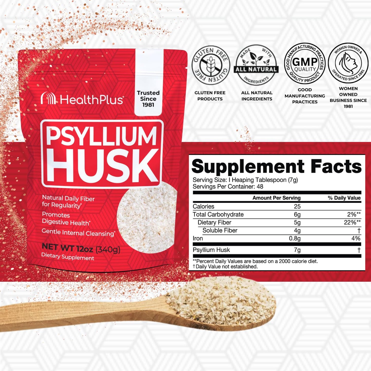 Health Plus Psyllium Husk Powder 12 Ounce