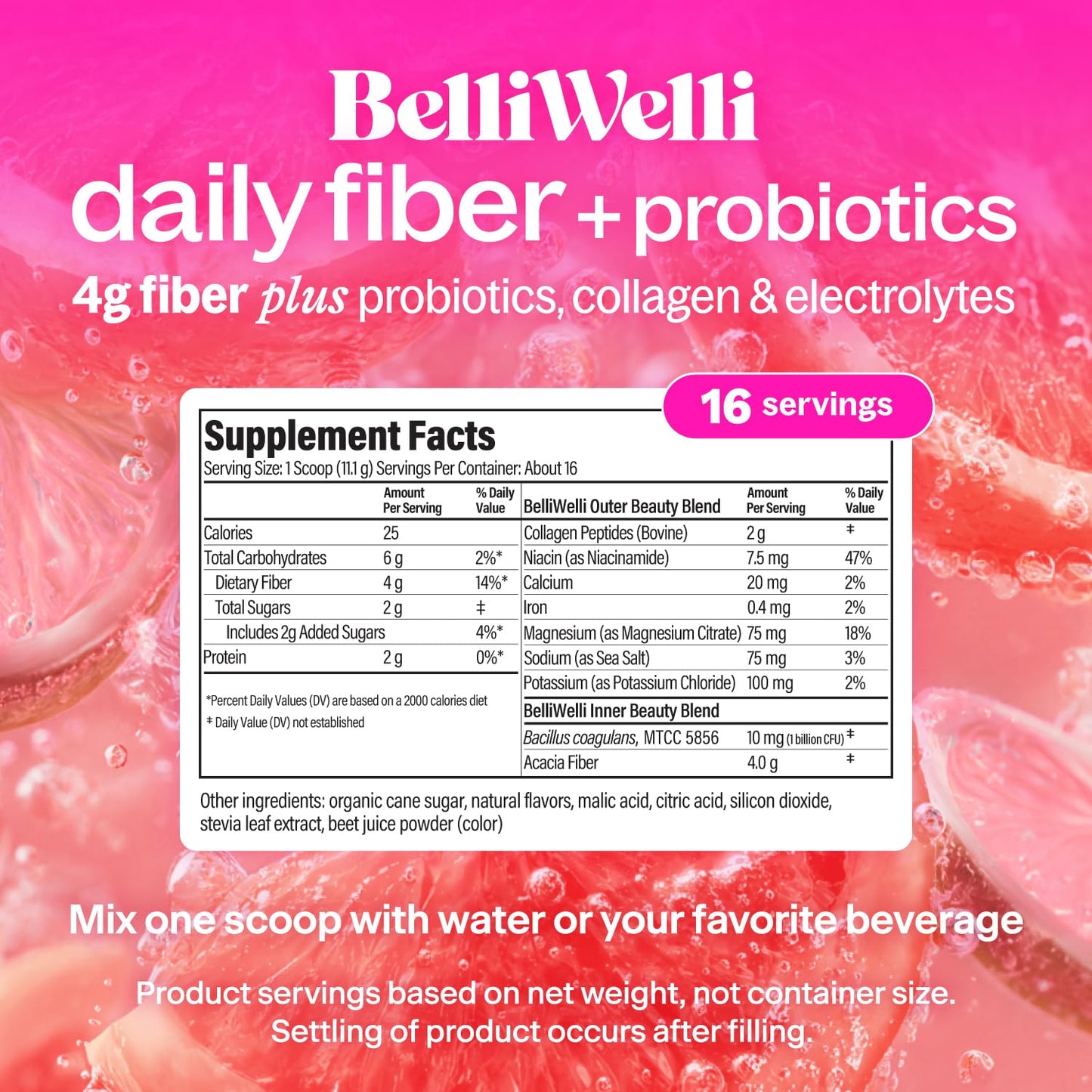 Belli Welli Fiber Supplement Powder 6.4 oz