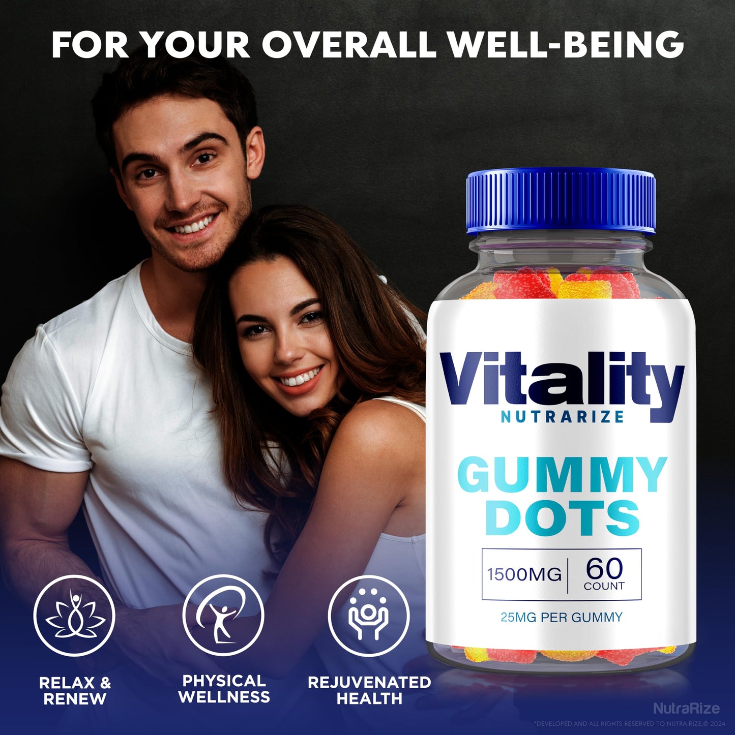 NutraRize Vitality Gummy Dots 500MG Supplement, 60 Gummies