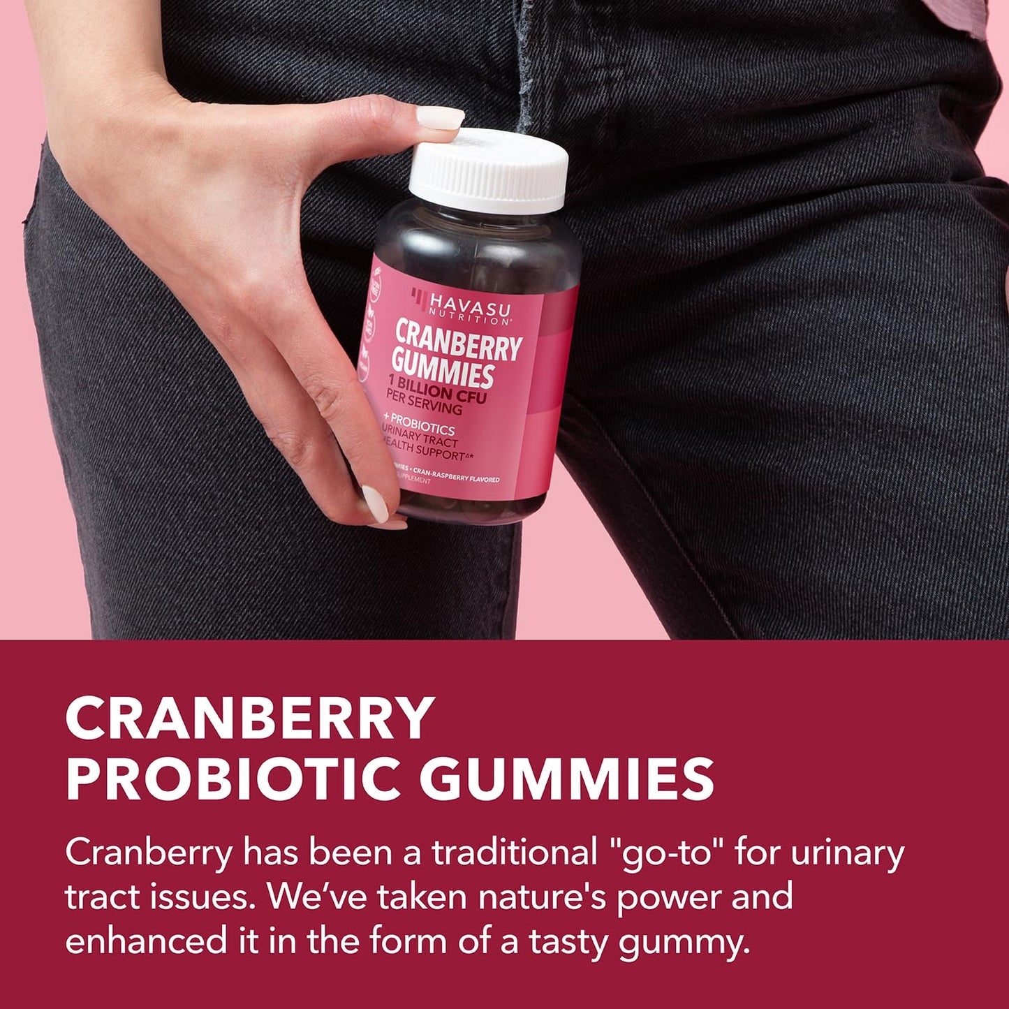 HAVASU NUTRITION Probiotic Cranberry Gummies for Women & Saw Palmetto Hair Complex 120 Count