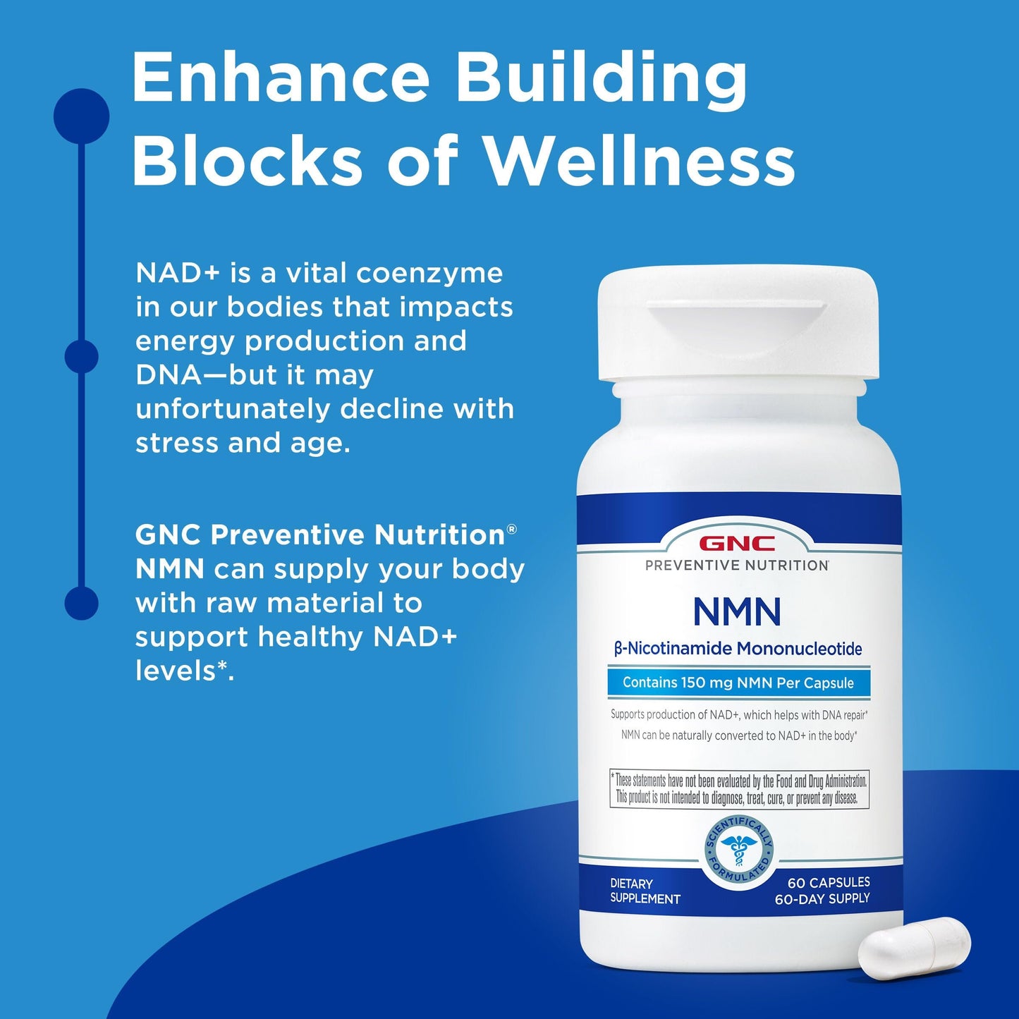 GNC Preventive Nutrition NMN 150 mg Capsule, 60 Capsules