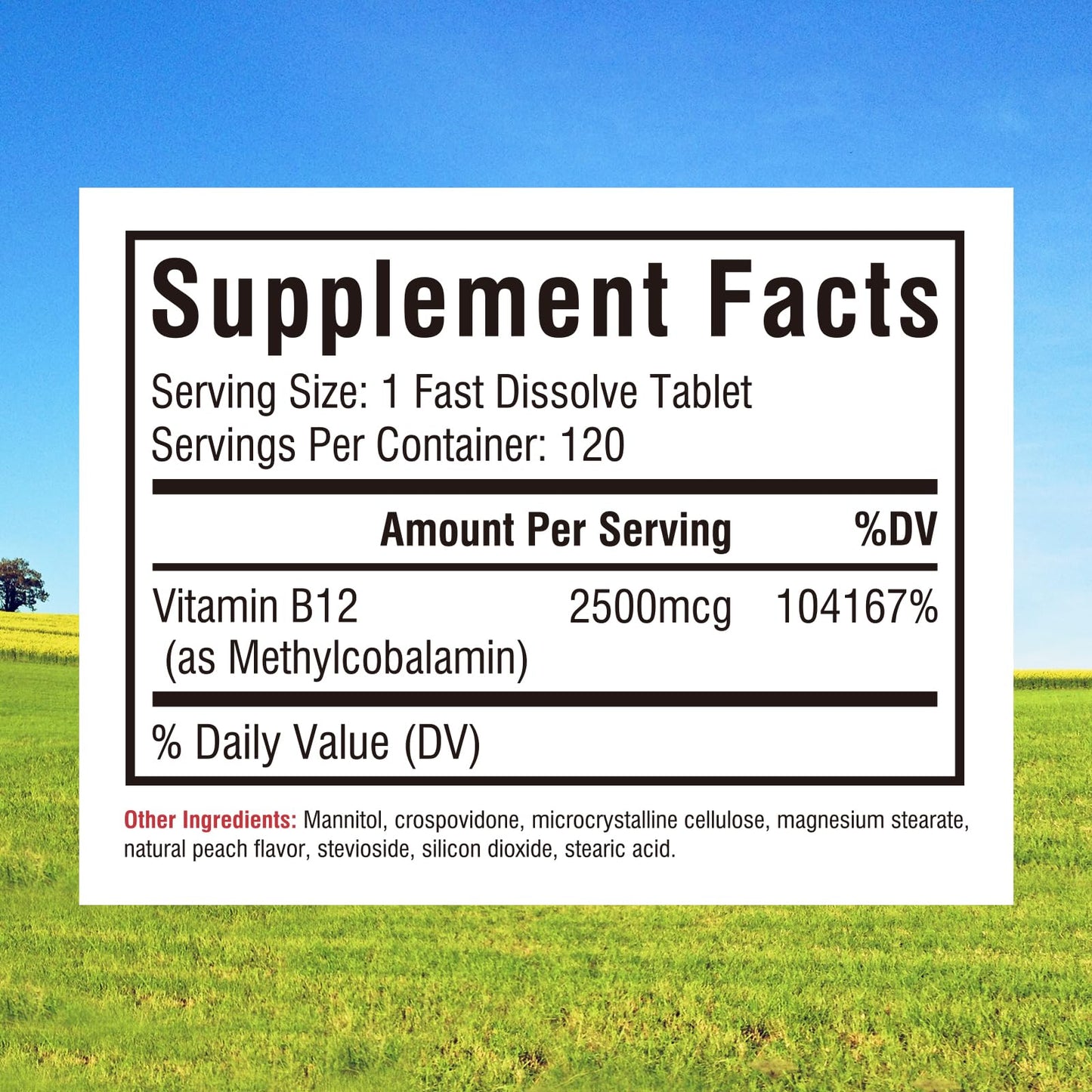 Innate Vitality Vitamin B12 2500mcg Methylcobalamin Sublingual Tablets, 120 Count