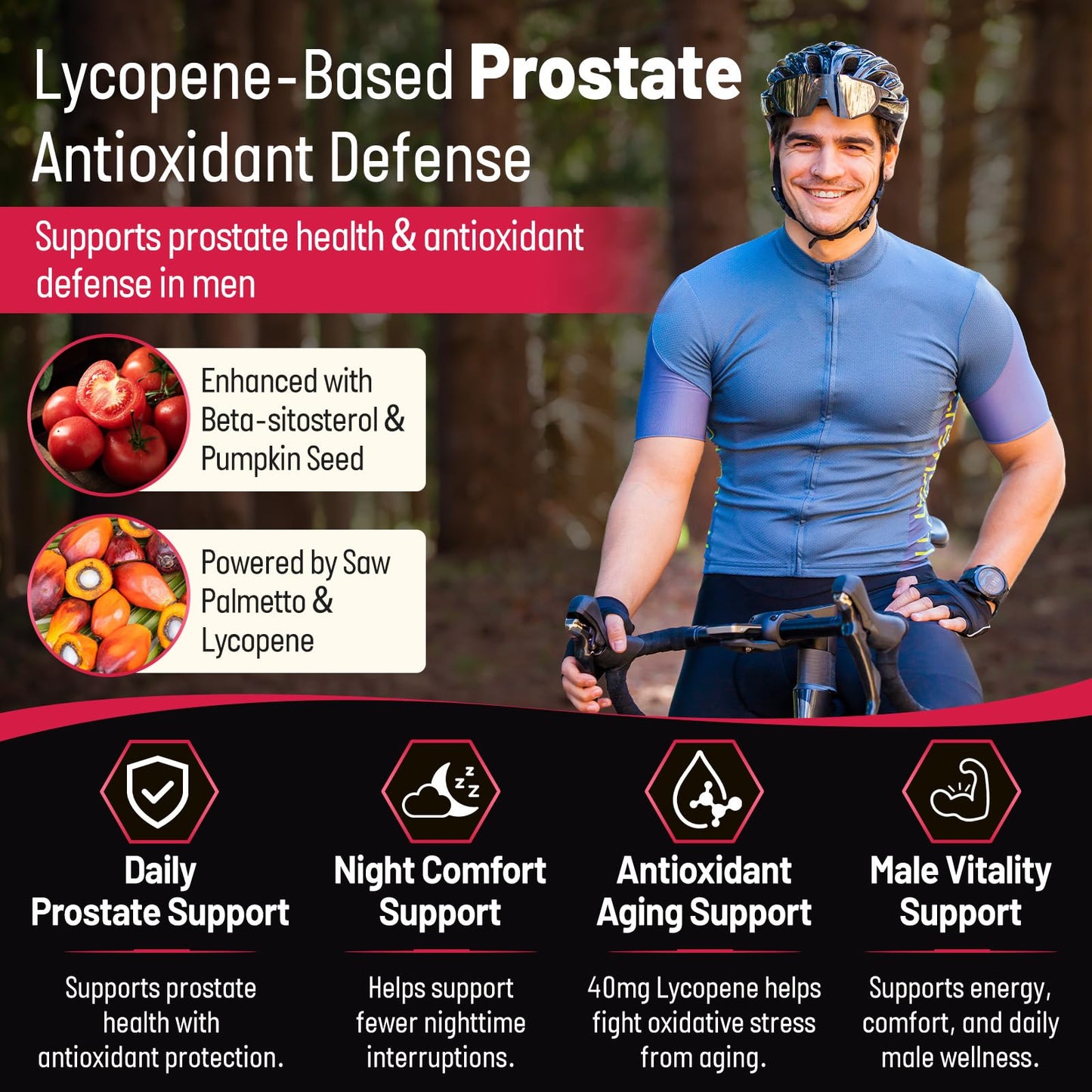 NATISLAND Lycopene & Saw Palmetto for Men, Prostate & Hair Support Gummy, 60 Count