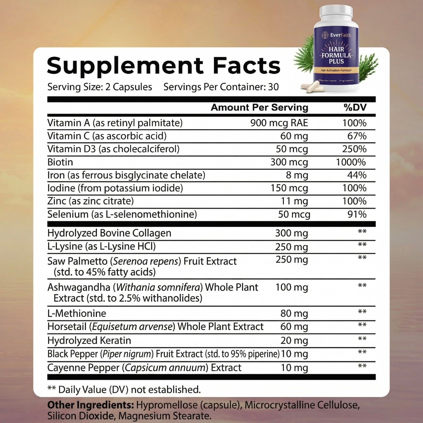EVERFAITH Hair Formula Plus Hair Growth Vitamins Capsules 60 Count
