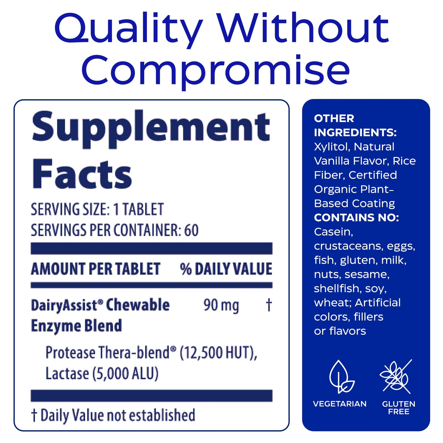 Enzymedica DairyAssist Chewable Enzymes - Lactose Intolerance Support, 60 Tablets