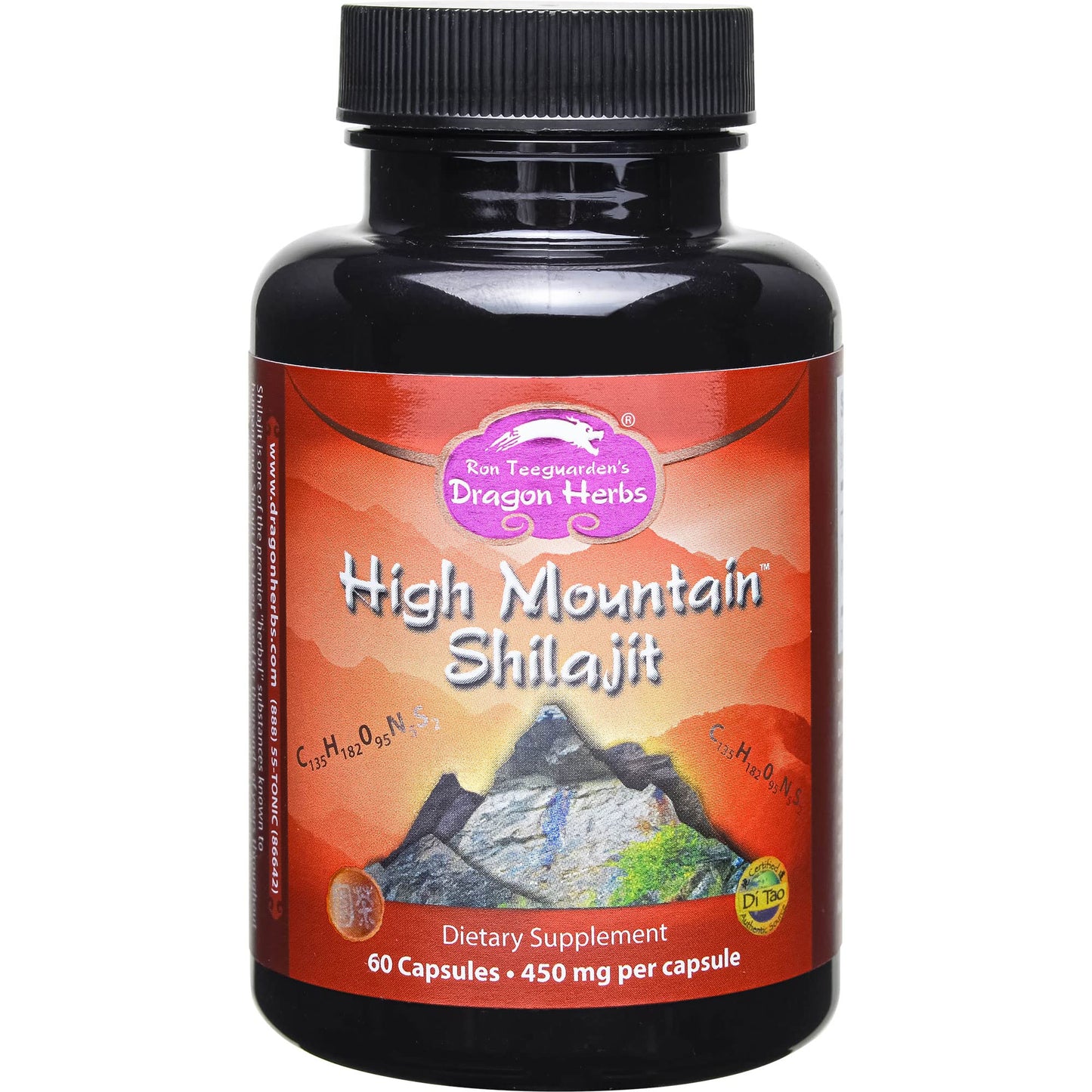 Dragon Herbs High Mountain Shilajit 450 mg Capsules, 60 Count