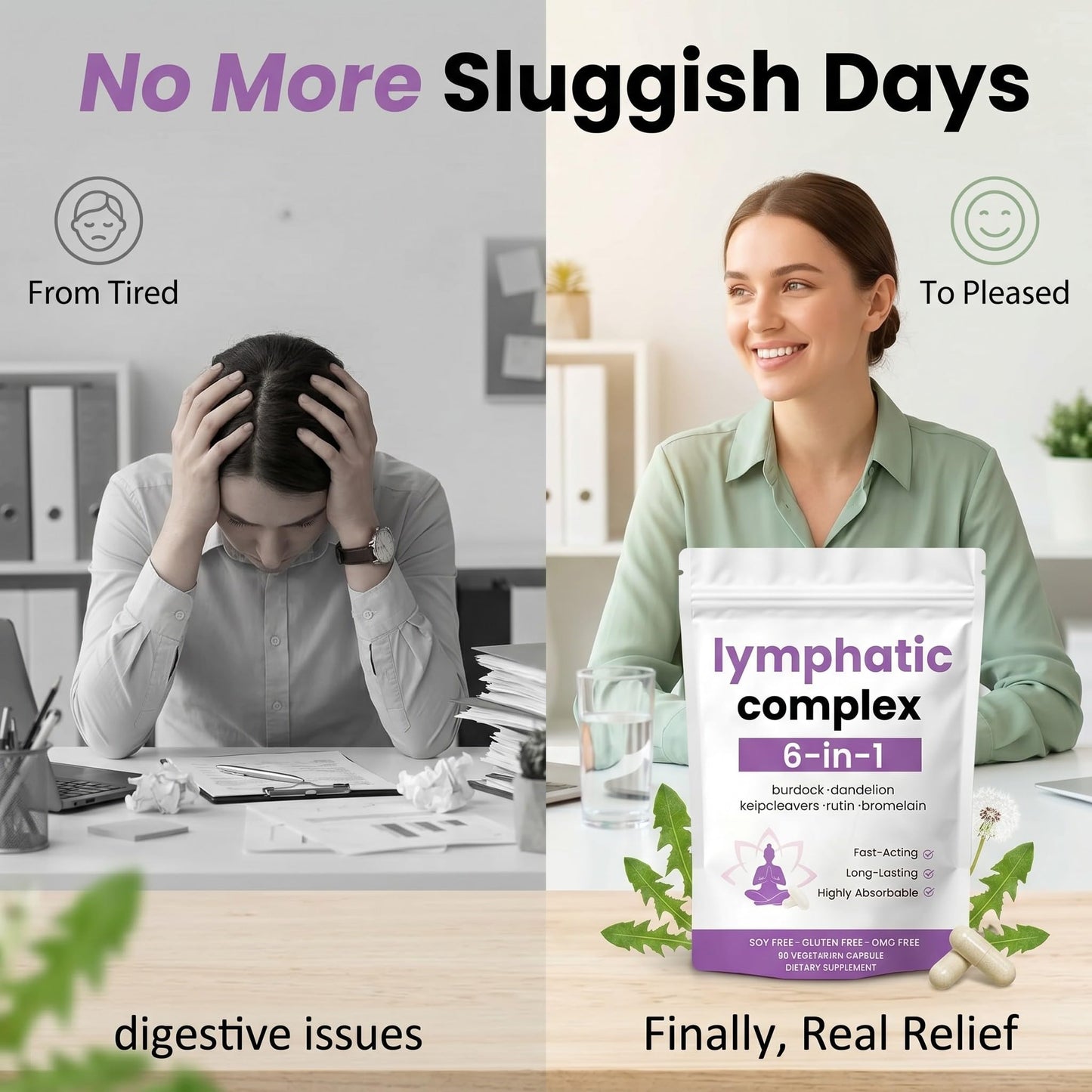 Sentk 6-in-1 Lymphatic Complex Lymphatic Drainage Capsules, 2-Pack