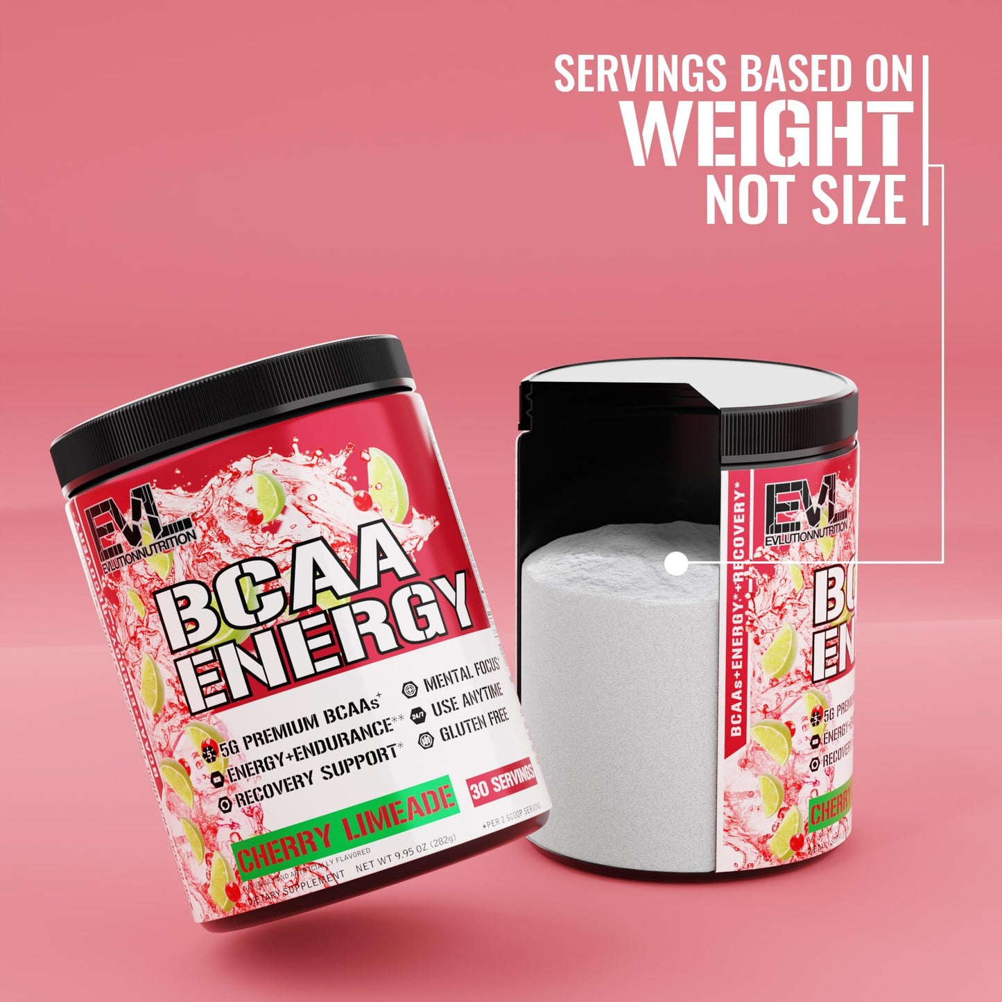 Evlution Replenishing BCAAs Powder, Pre & Post Workout, Pink Lemonade & Cherry Lime, 30 Servings