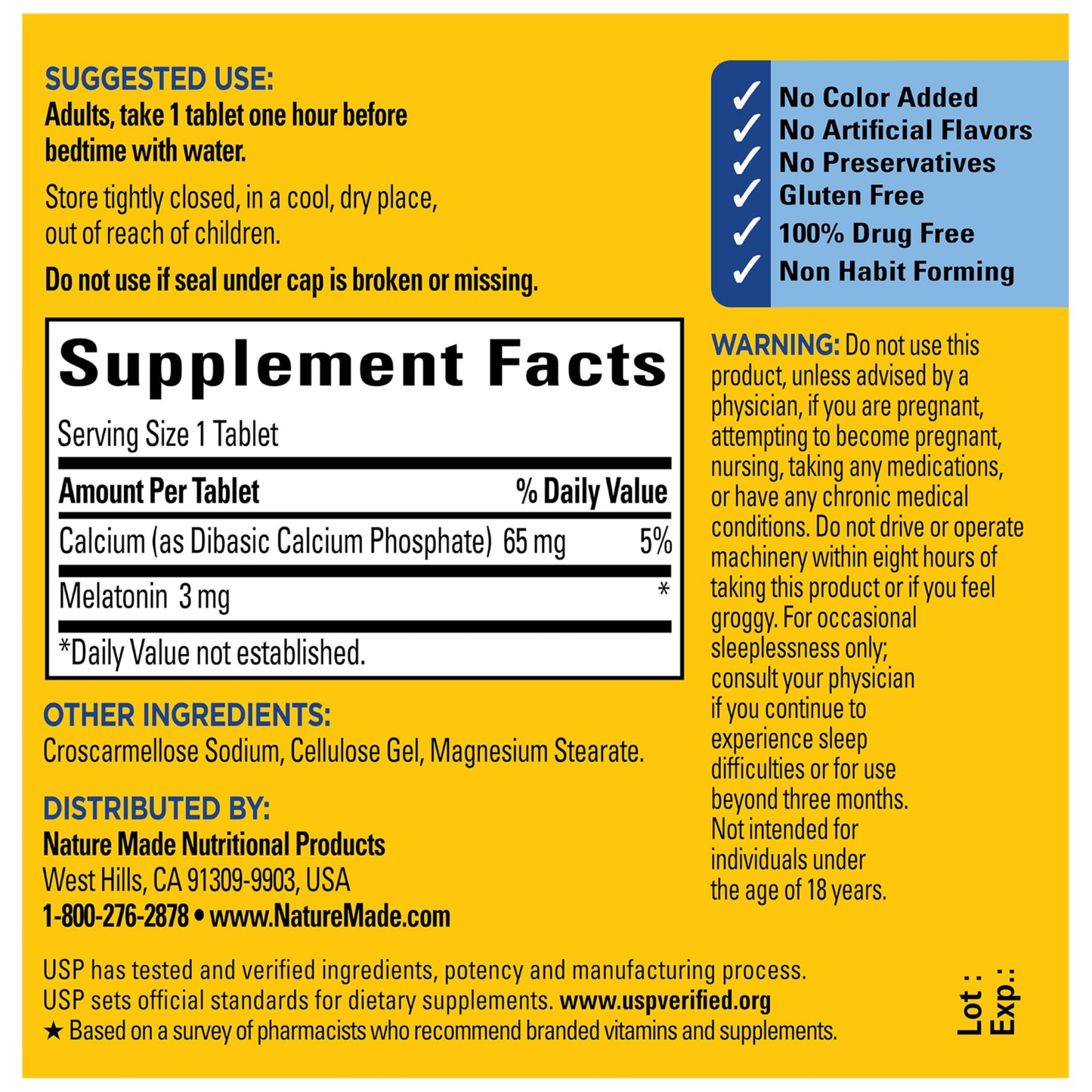 Nature Made Melatonin 3mg Sleep Aid Tablets, 120 Count