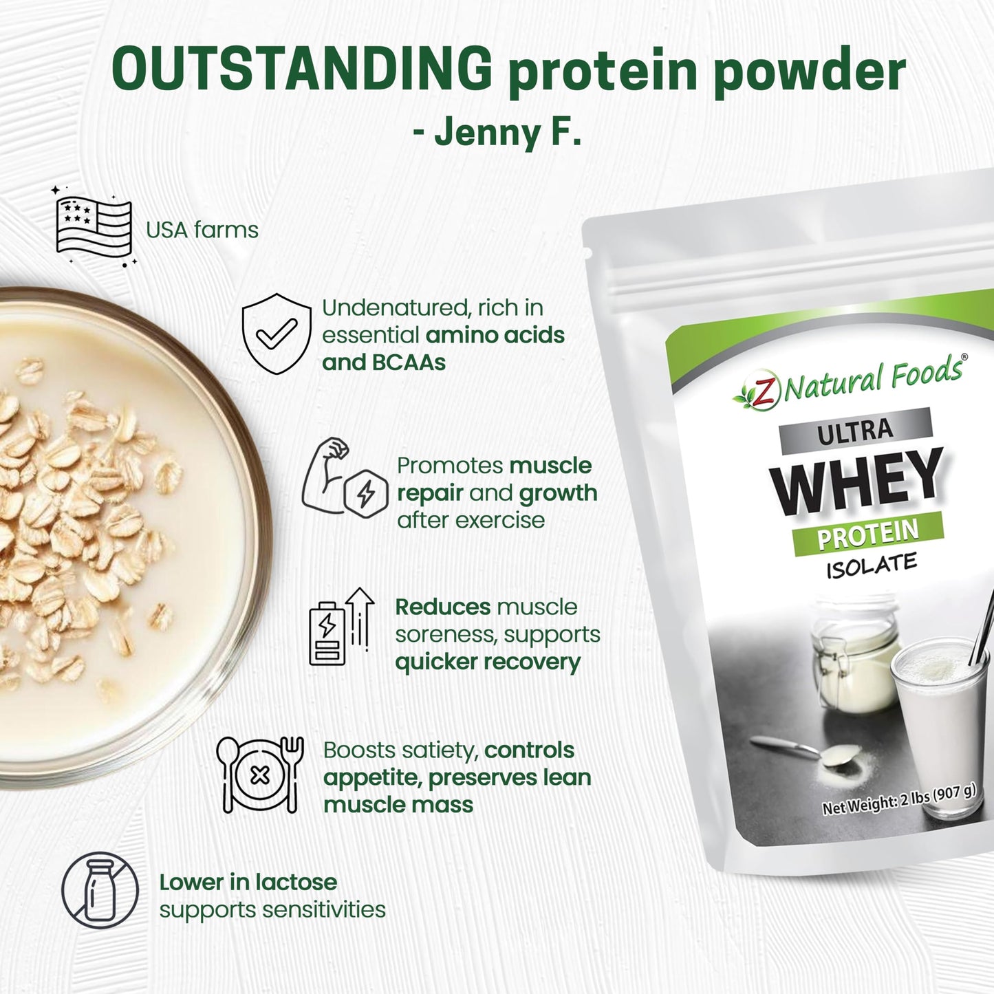Z Natural Foods Ultra Whey Protein Isolate Powder, 32 Servings, 2 lb