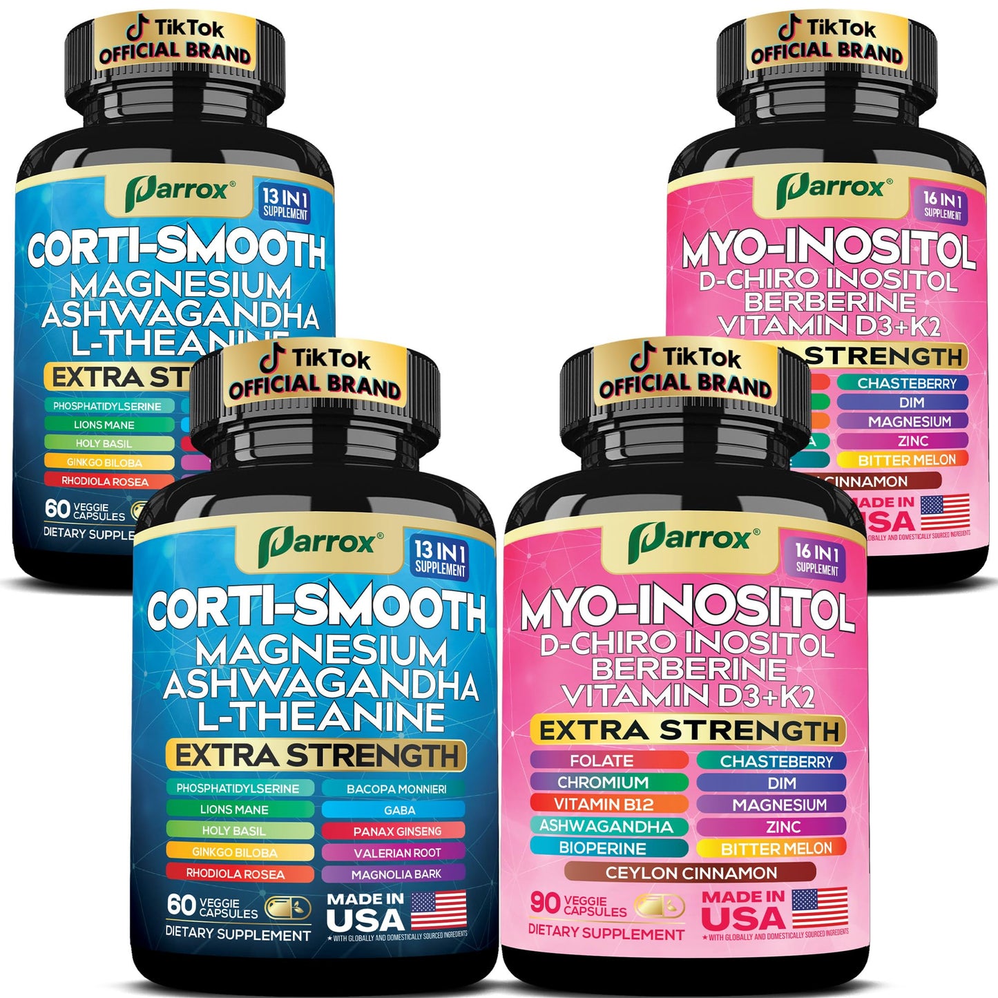 Parrox Cortisol & Myo-Inositol Supplement Bundle Capsules 300