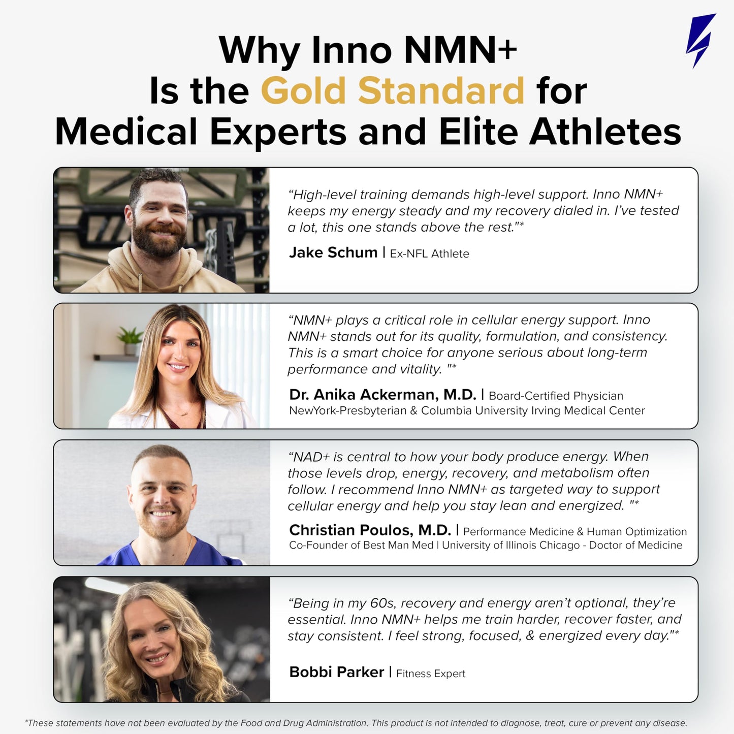 InnoSupps Inno NMN+ Supplement 500mg with NAD+ for Brain Function, Anti Aging & Cell Regeneration, Supports Cellular Energy, Muscle & Heart Health, w/Resveratrol, Niacin, & Vitamin C - 60 Servings - 120 Capsules
