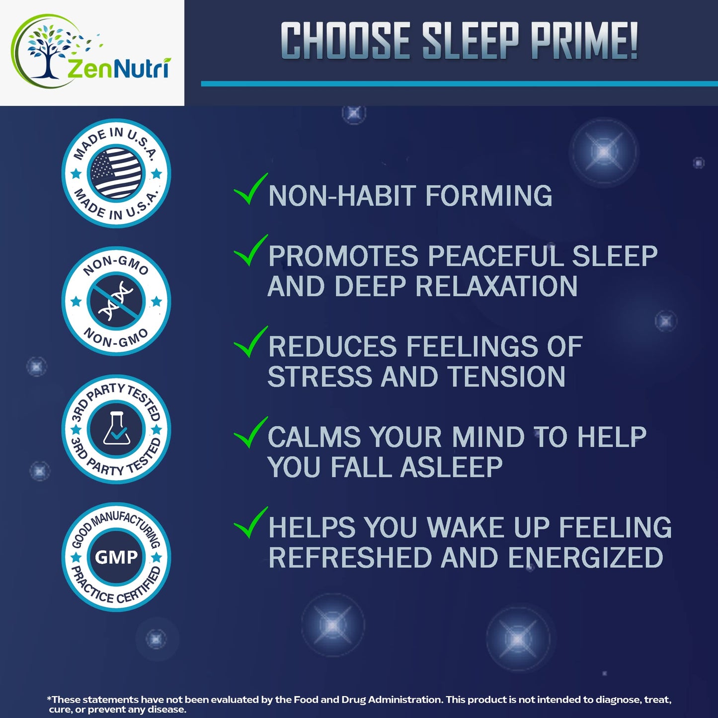 ZenNutri Sleep Prime Vegan Natural Sleep Aid Capsules, 60 Count