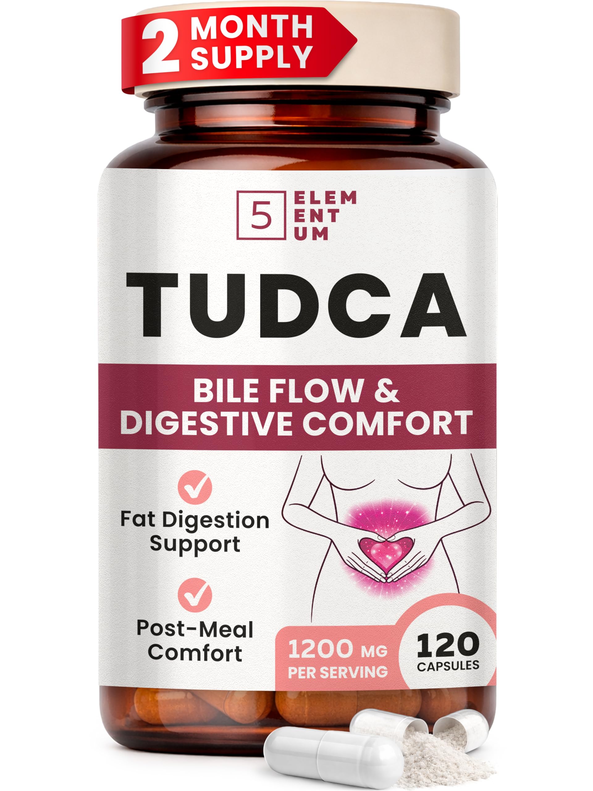 5 elementum Pure TUDCA Supplement 1200mg Capsule 60 Count