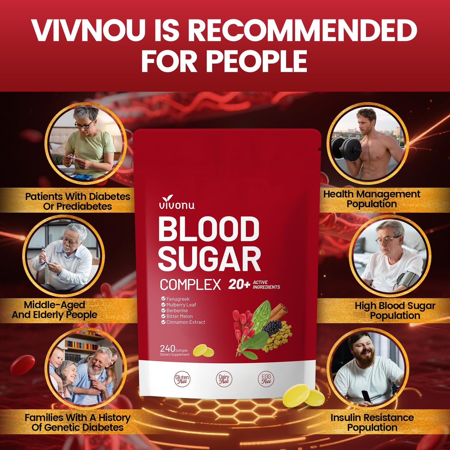 VivoNu Blood Sugar Complex Supplement Capsule, 240 Count