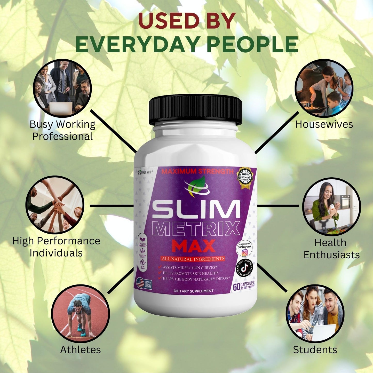 GREENVIFY Slim Metrix Maximum Strength Dietary Supplement, 60 Capsules
