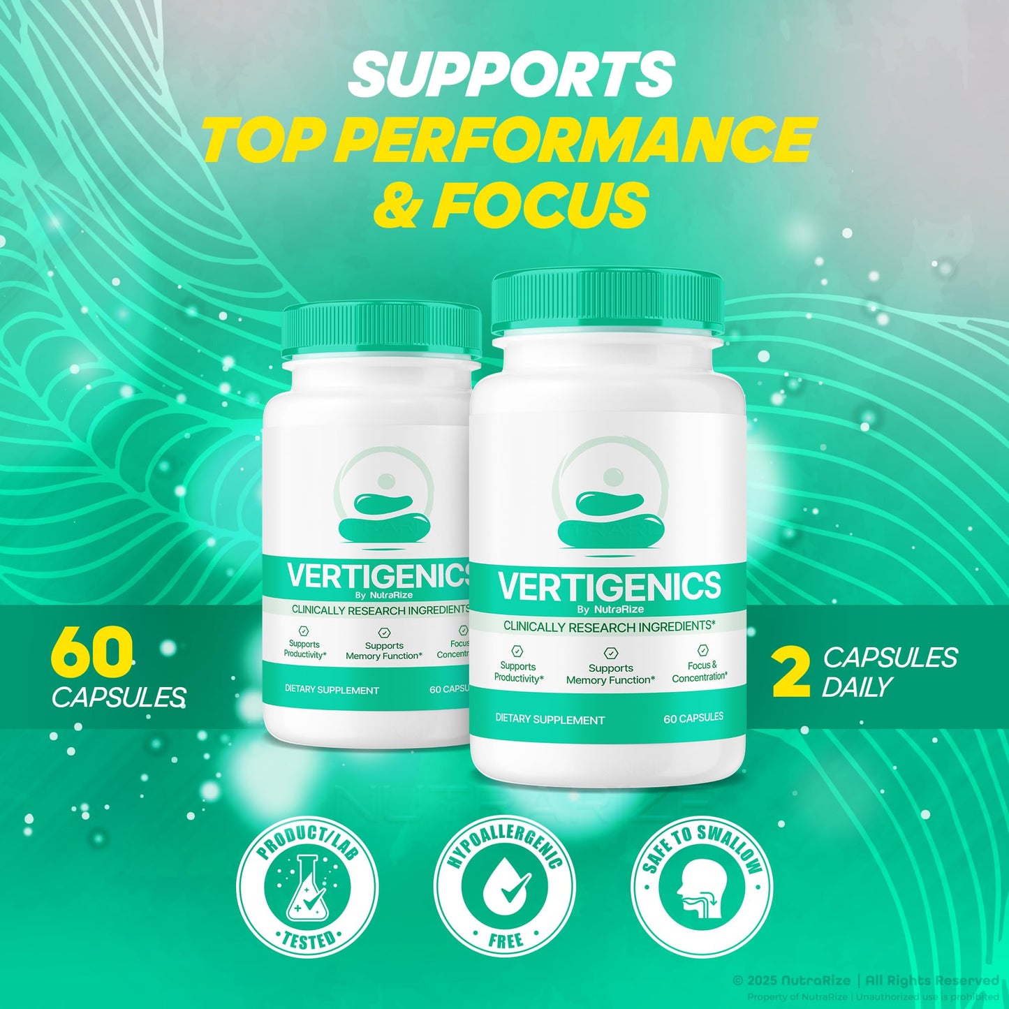 NutraRize Vertigenics Premium Support Capsules, 300 Capsules