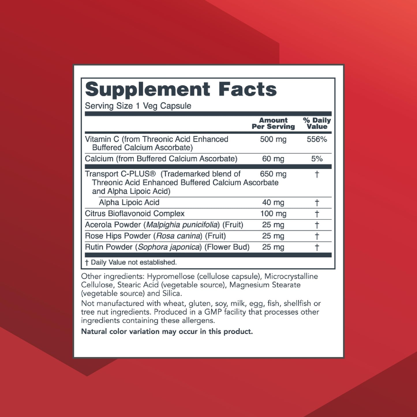 PROTOCOL FOR LIFE BALANCE Protosorb C 500 Capsules, 100 Veg Caps
