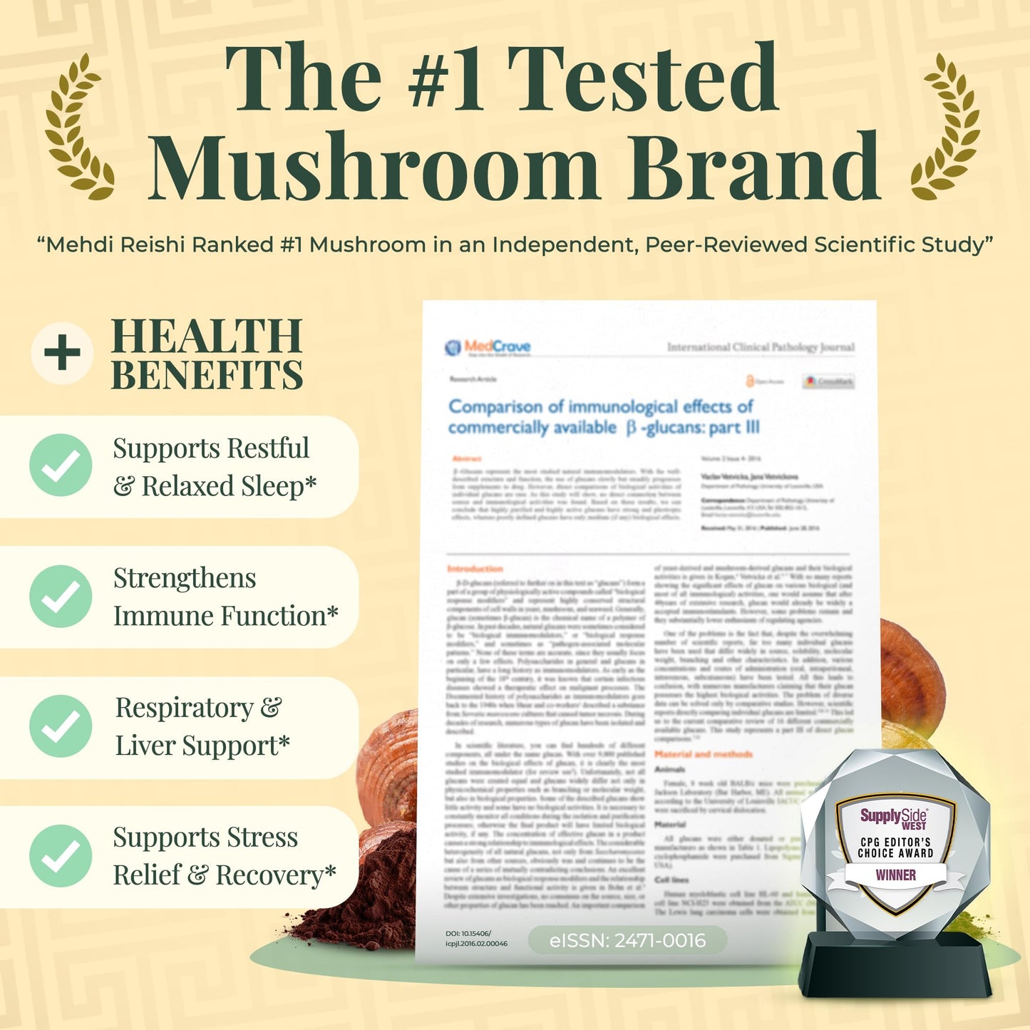 Mehdi Reishi Ultimate Reishi Spores & Extract - Triterpenes & Beta-Glucans Powder 30 Count