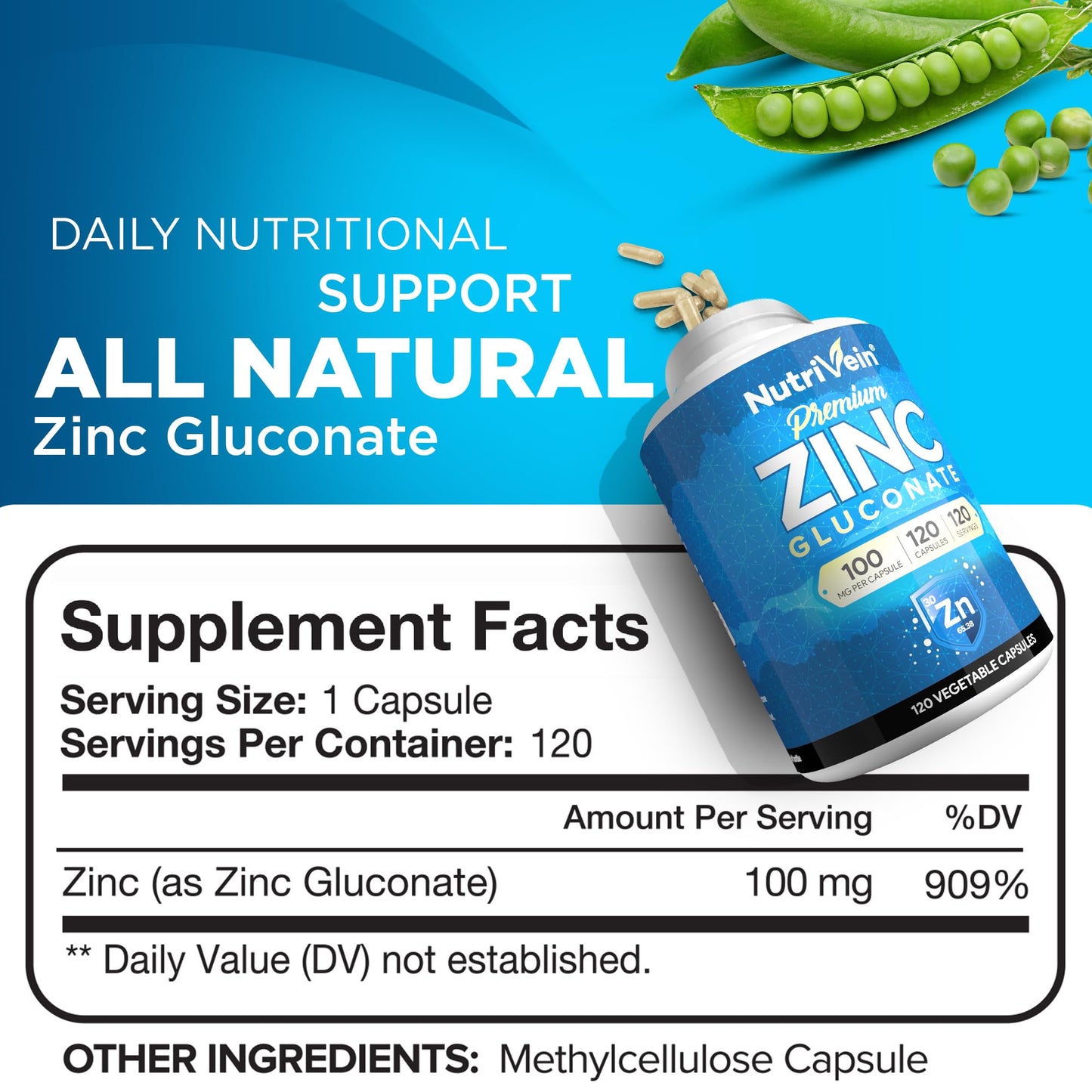 Nutrivein Liposomal Vitamin C & Zinc Gluconate Capsules, 300 Count