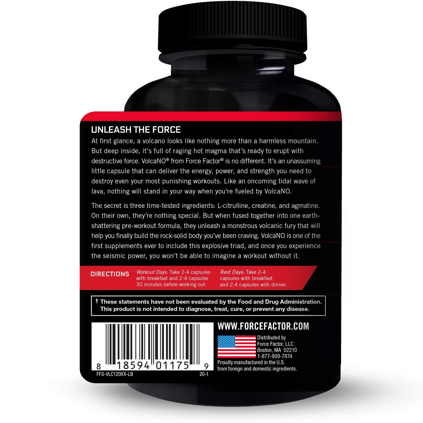 Force Factor Volcano Pre-Workout Nitric Oxide Booster Supplement for Men 360 Capsules