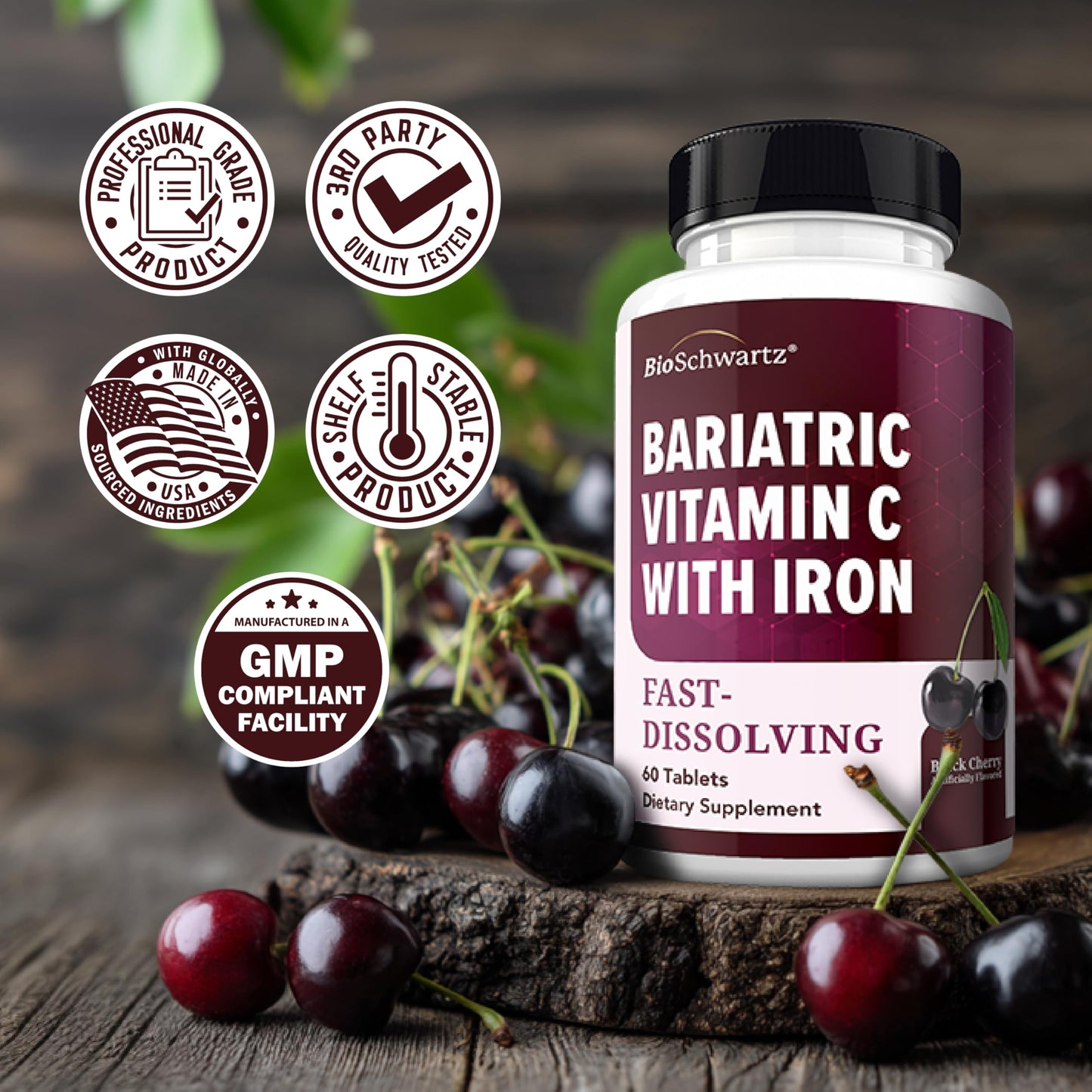 BioSchwartz Bariatric Vitamin C with Iron 45mg Tablets, 60 Count