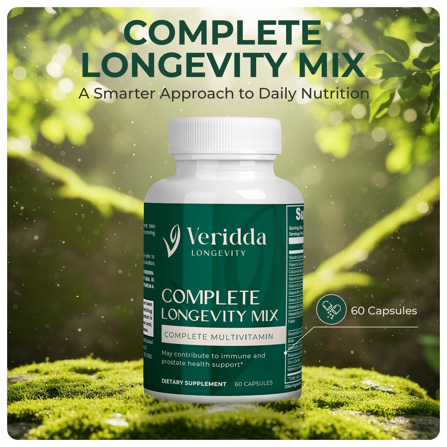 Veridda Longevity Complete Longevity Mix Multivitamin Capsules, 60 Count