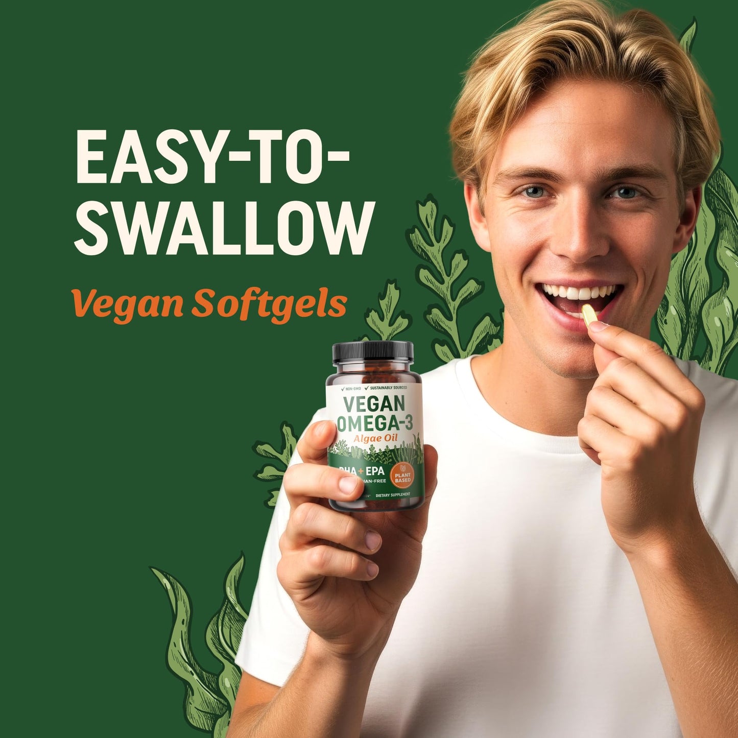MAV NUTRITION Vegan Omega 3 Algae Oil Plant Based DHA EPA Softgels 120