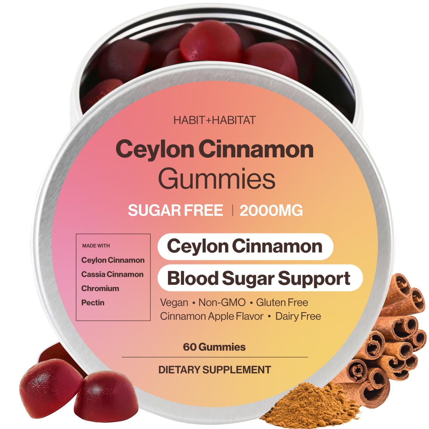 Habit + Habitat Ceylon Cinnamon Gummies, 60 Count