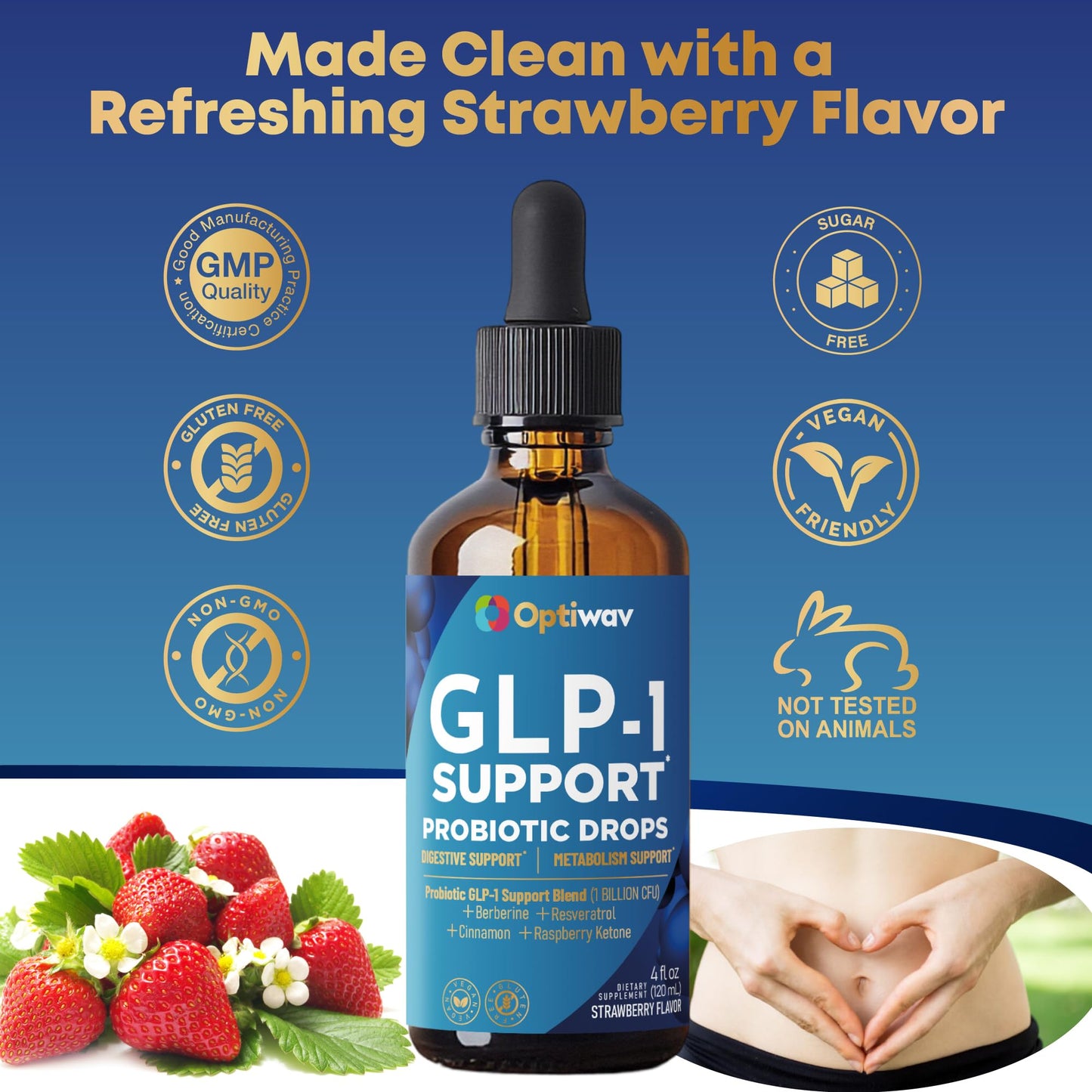 Optiwav GLP-1 Support Probiotic Supplement for Weight Loss Fat Burner Support Capsule, 4 Count