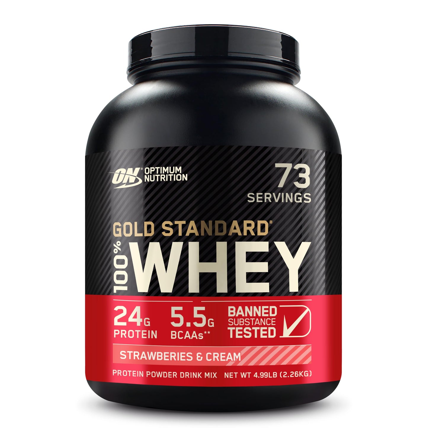 Optimum Nutrition Gold Standard 100% Whey Protein Powder, Strawberries & Cream, 80 Servings