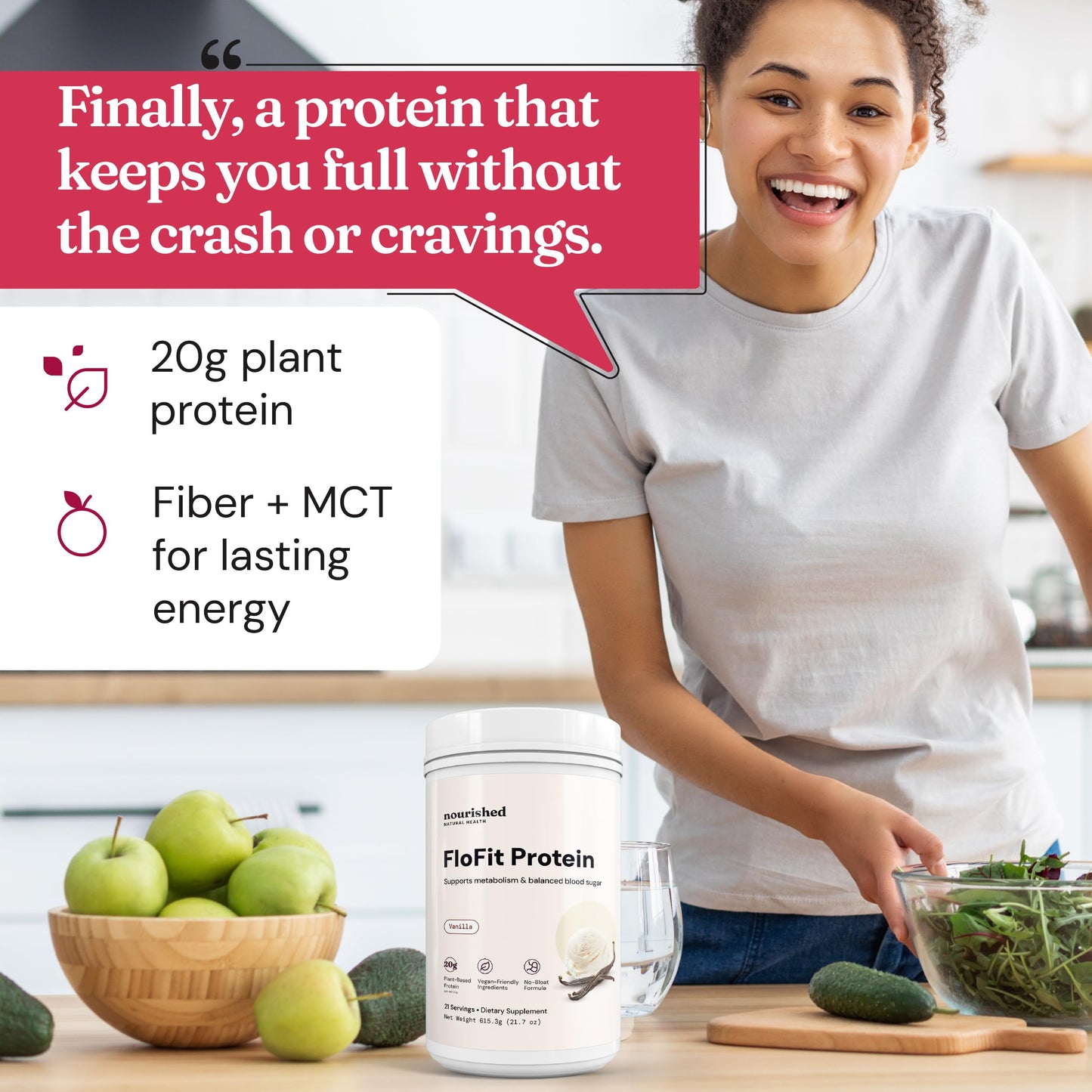 Nourished Natural Health FloFit Pea Protein Powder, 24.593