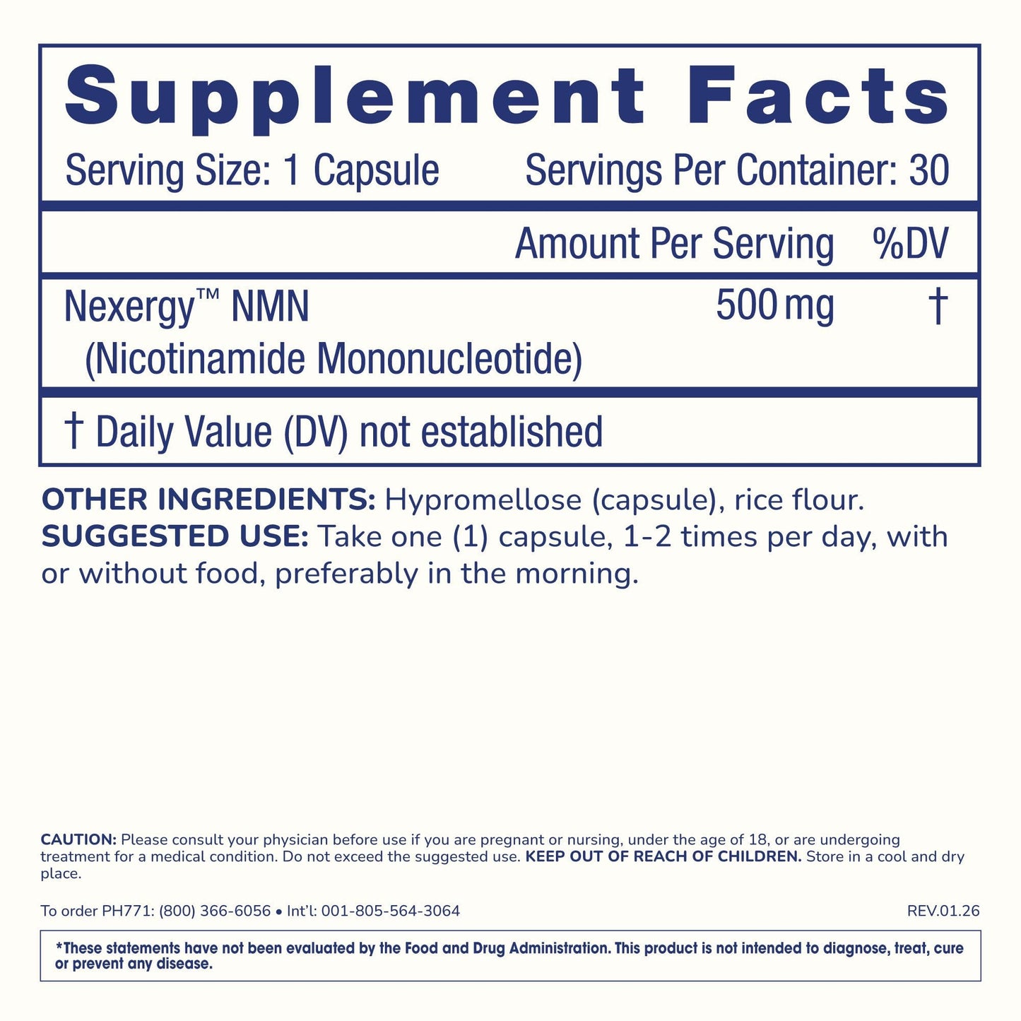 ProHealth Longevity Essentials NMN 500 Capsules, 30 Count