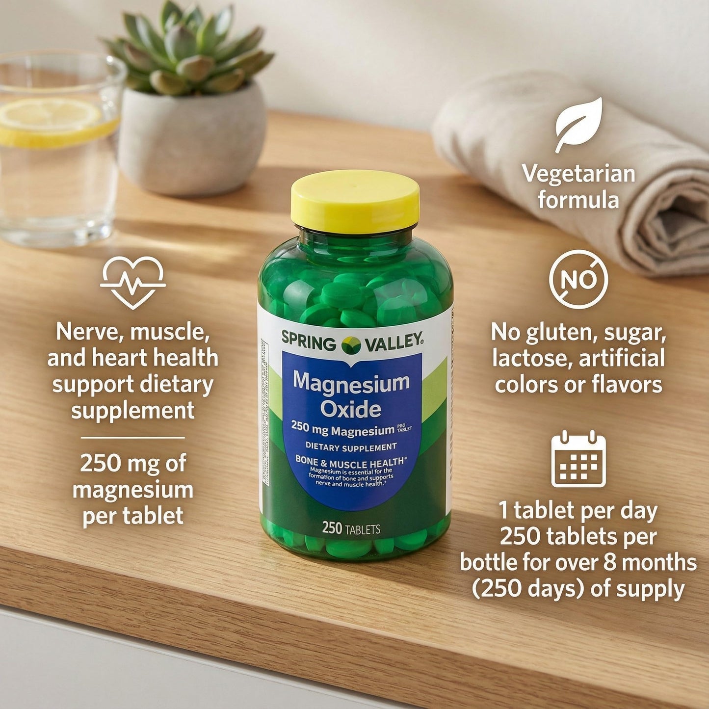 Unique Bundle Store Magnesium Oxide 250 mg Tablets, 500 Count