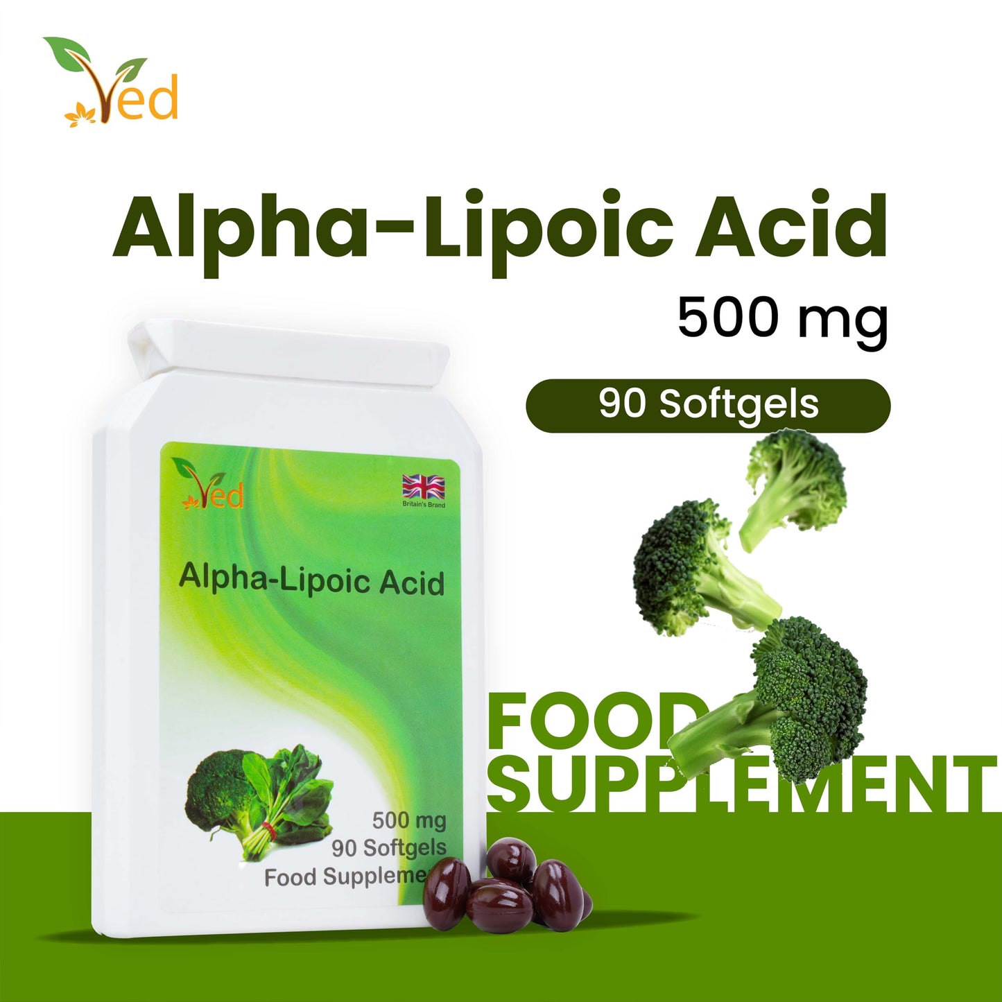 Ved Alpha Lipoic Acid 500mg Capsule, 90 Capsules