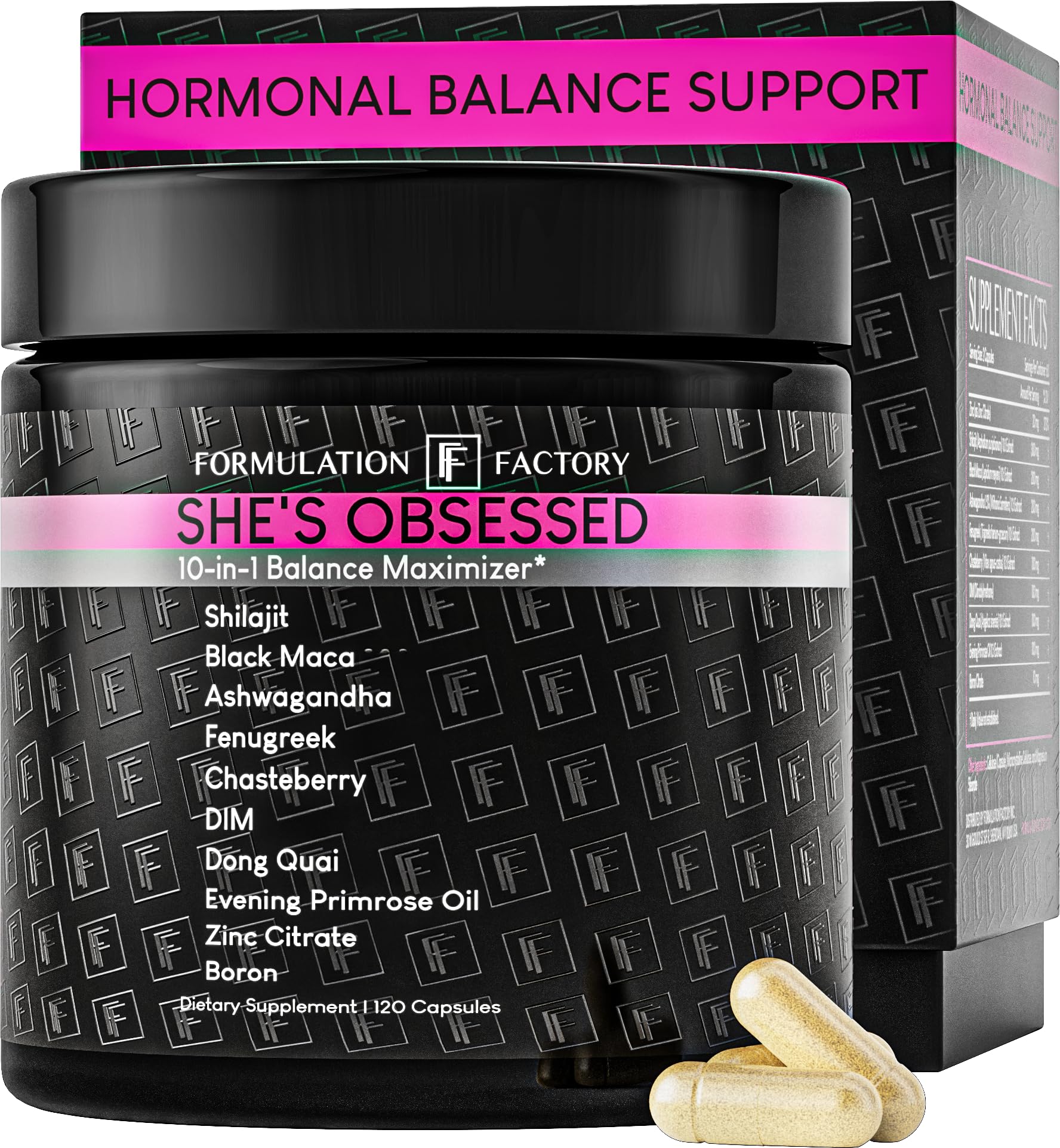 Formulation Factory Hormone Balance for Women - She's Obsessed Vitality Complex with Maca Root & Ashwagandha - Libido & Mood Support, 120 Capsules