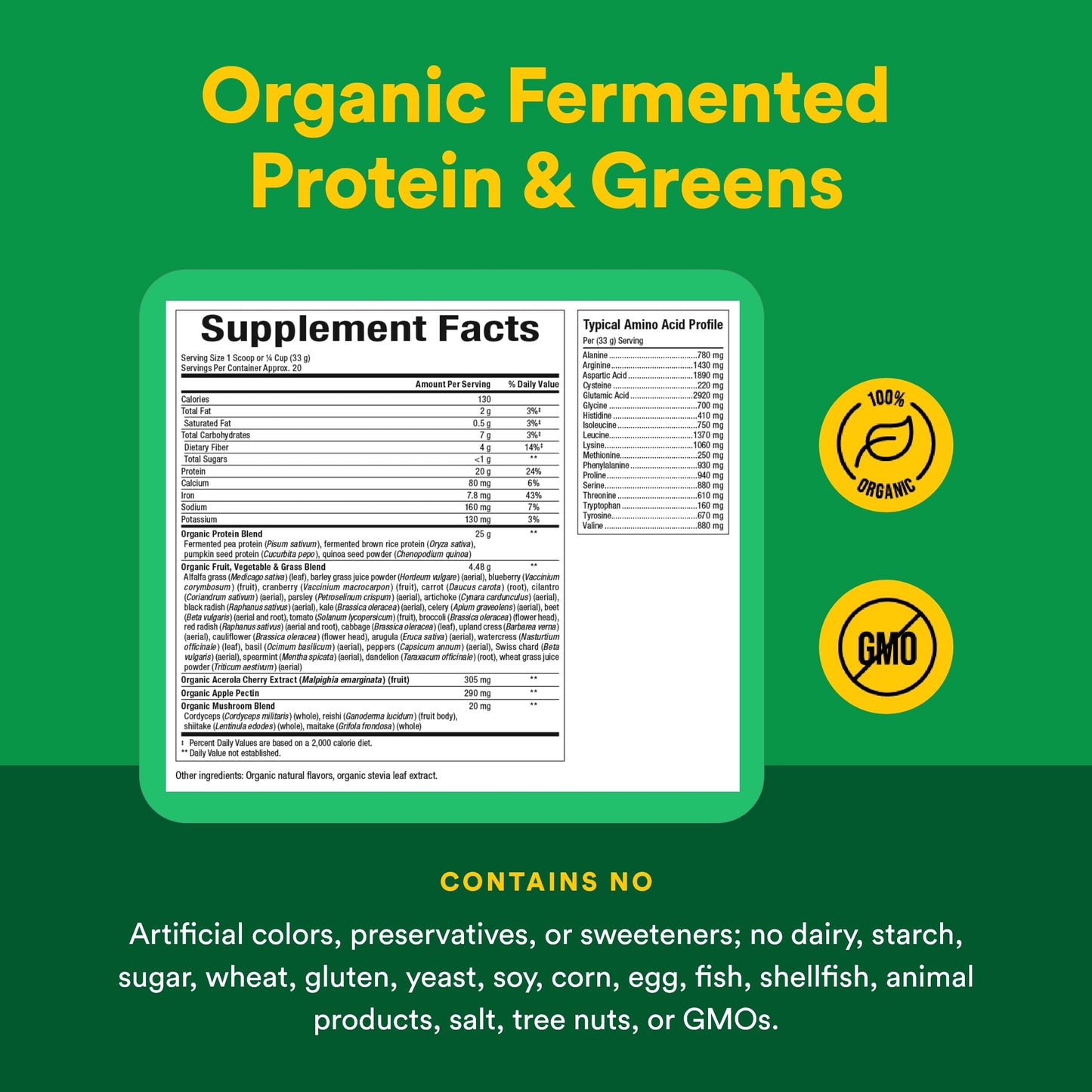 Natural Factors Whole Earth & Sea Organic Protein & Greens Powder 23.2 oz